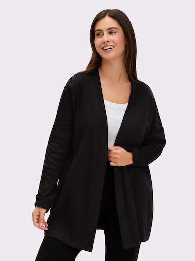 Shirtjacke mit Ärmel-Raffungen - schwarz