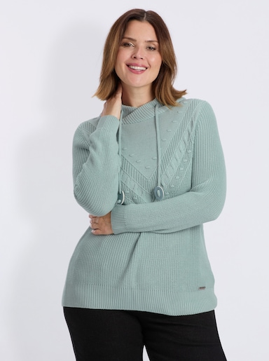 Strickpullover mit überlappendem Stehkragen - kalkmint