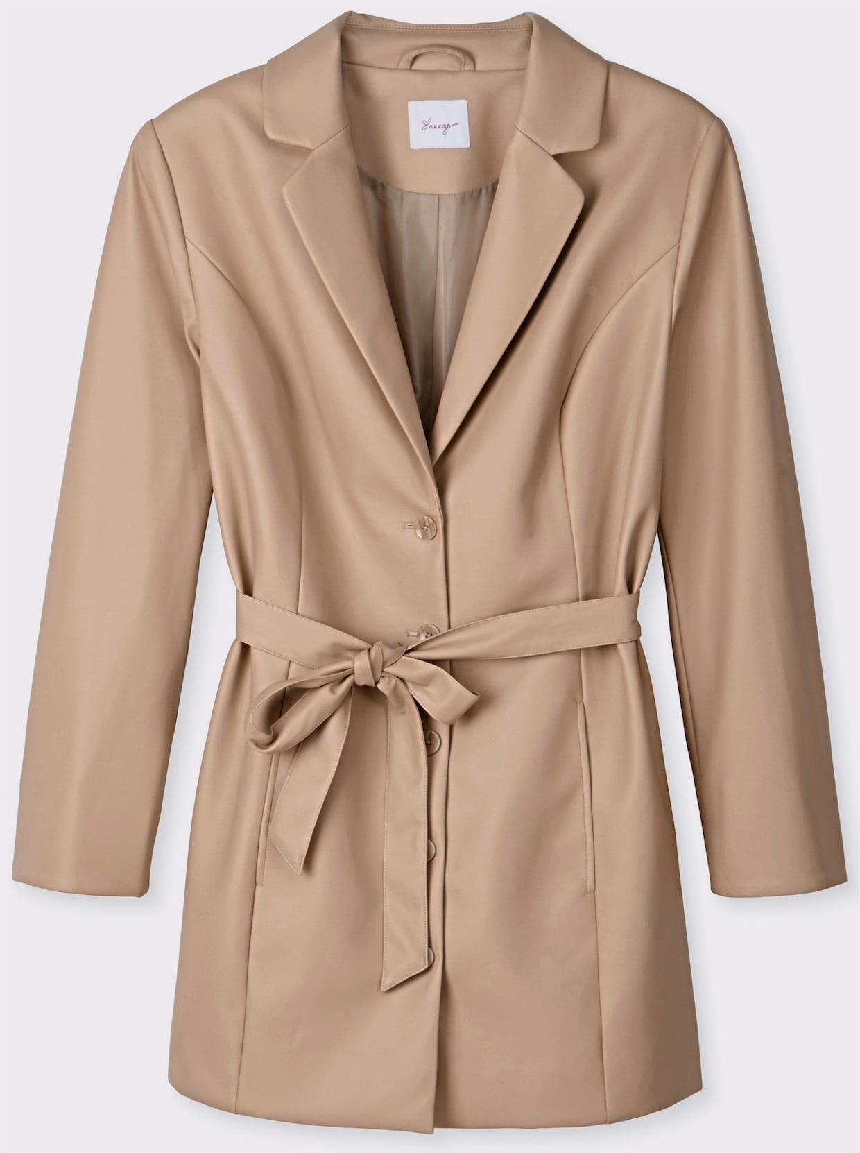 sheego Longjacke aus Lederimitat - beige