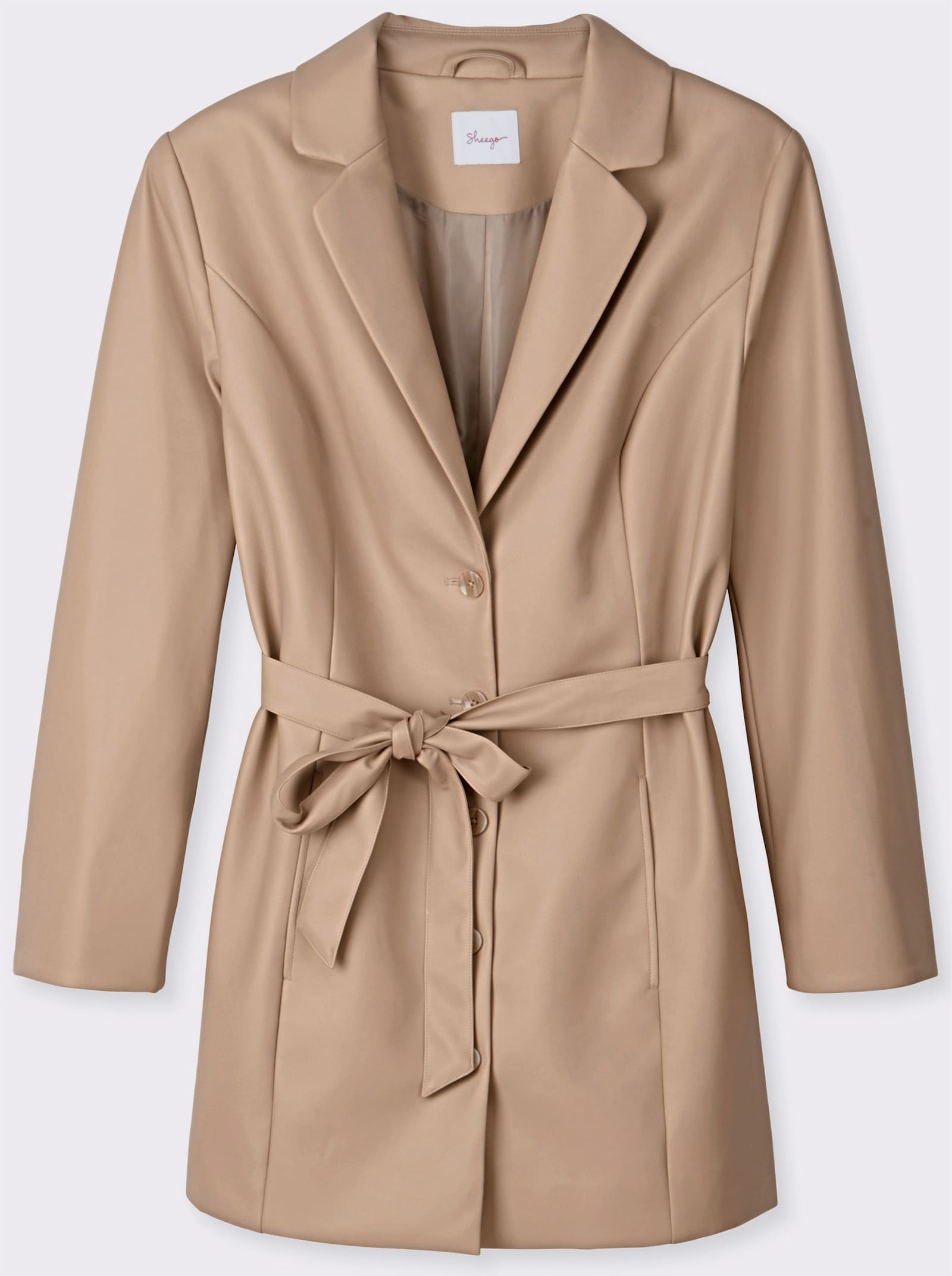 sheego Longjacke aus Lederimitat - beige