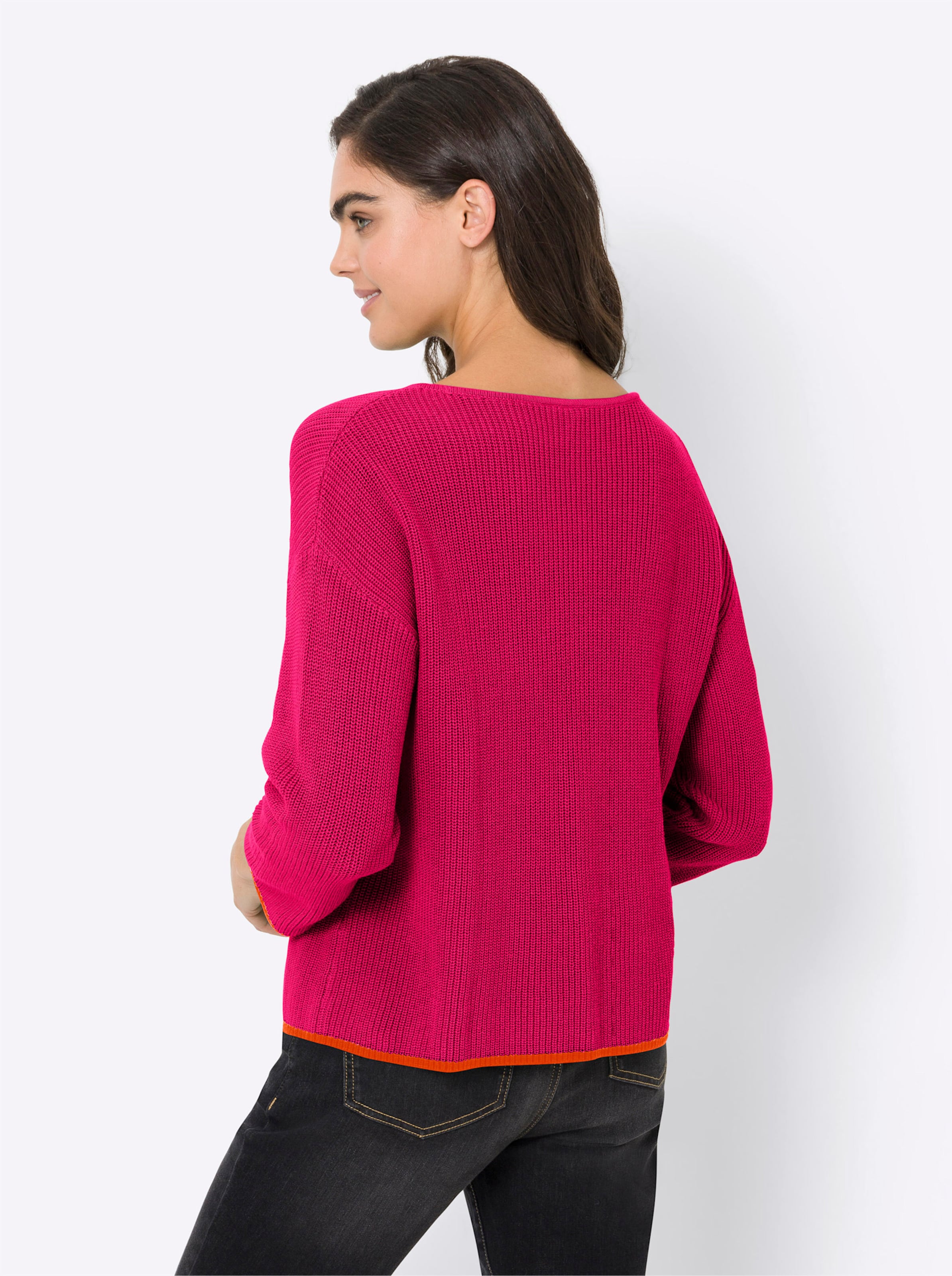 of Love günstig Kaufen-Pullover in pink von heine. Pullover in pink von heine <![CDATA[Pullover Softer Rippenstrick aus reiner Baumwolle, mit modischer Kontrastpaspel an den Abschlüssen. In lässiger Form, mit U-Boot-Ausschnitt und 3/4-Arm. Unterstützt die Initiative Cotton m