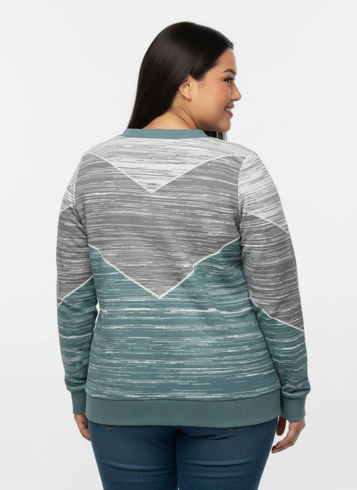 Sweatshirt mit variierbarem Rundhals-Ausschnitt - jade-ecru