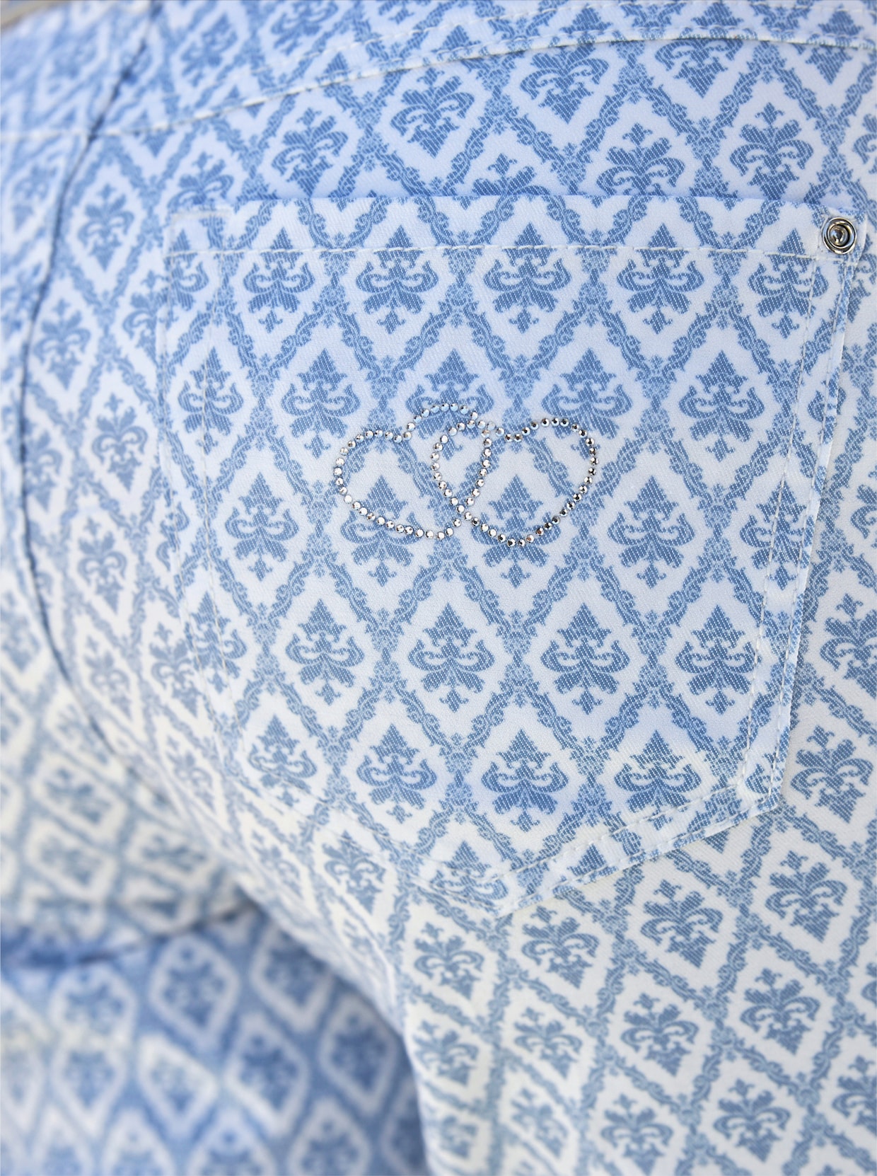heine 7/8-broek - blauw/ecru bedrukt