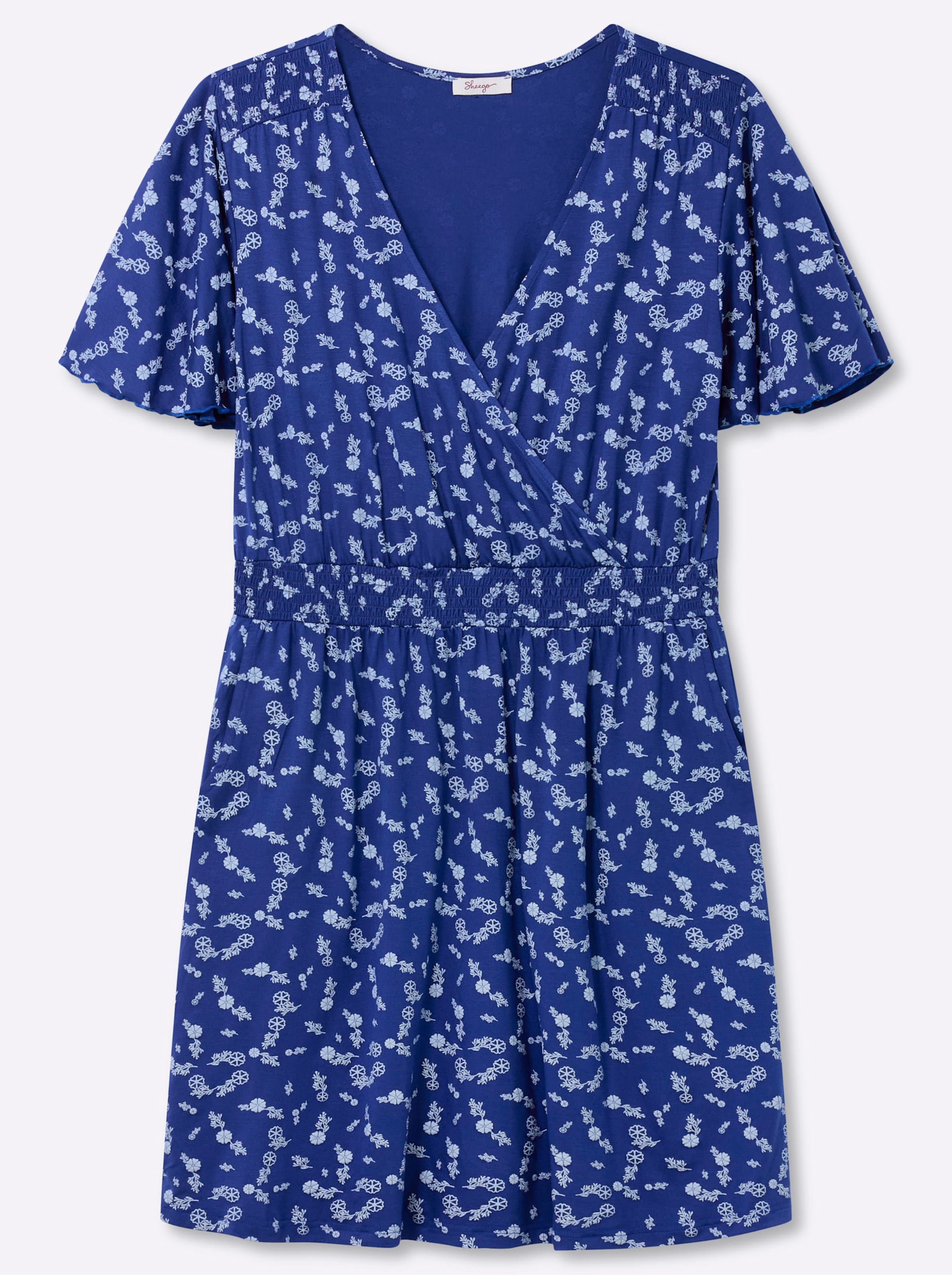 Royalblau-Hellblau-Bedruckt Jerseykleid - Bild 2