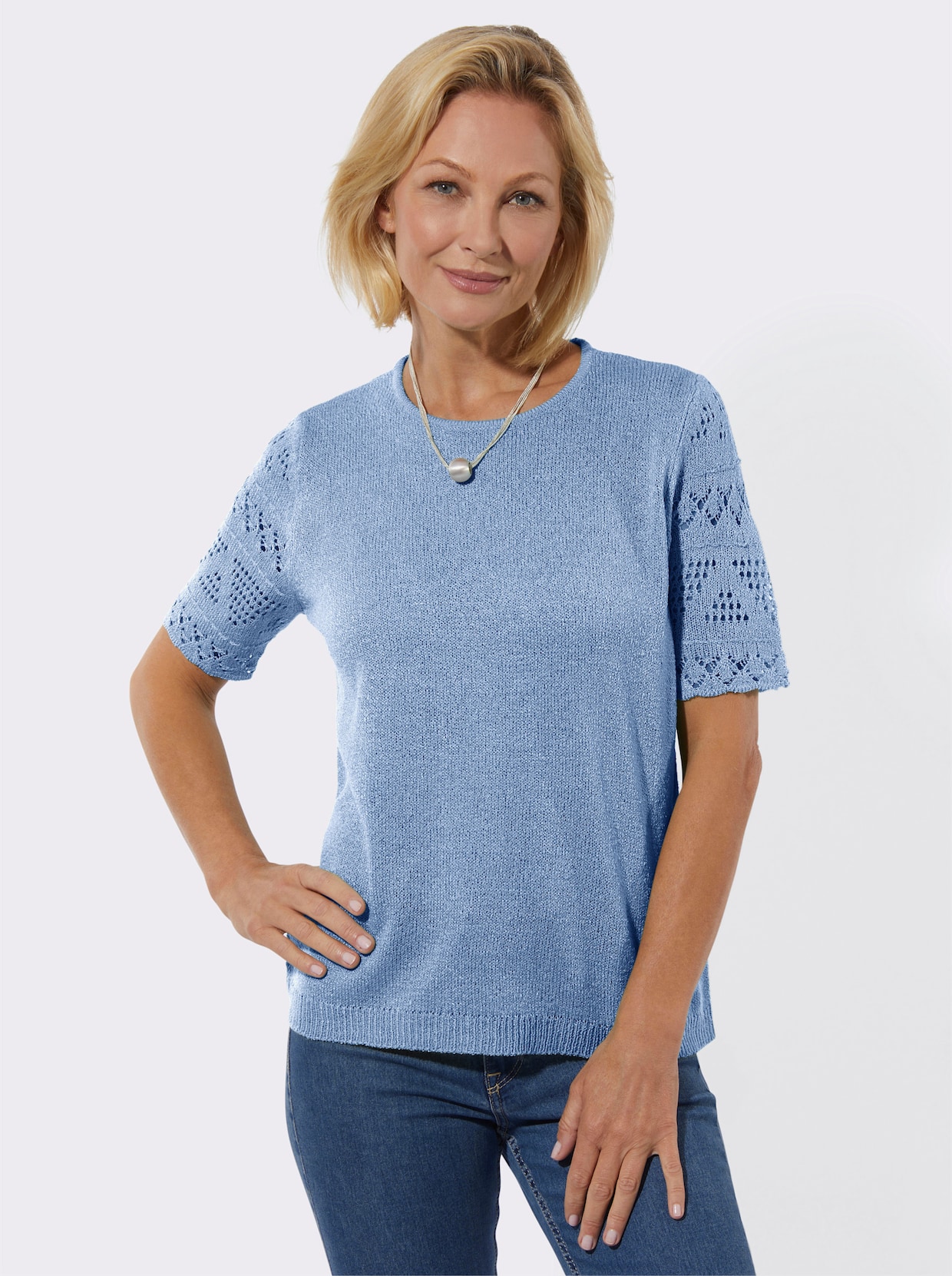 Bouclé-Pullover - himmelblau