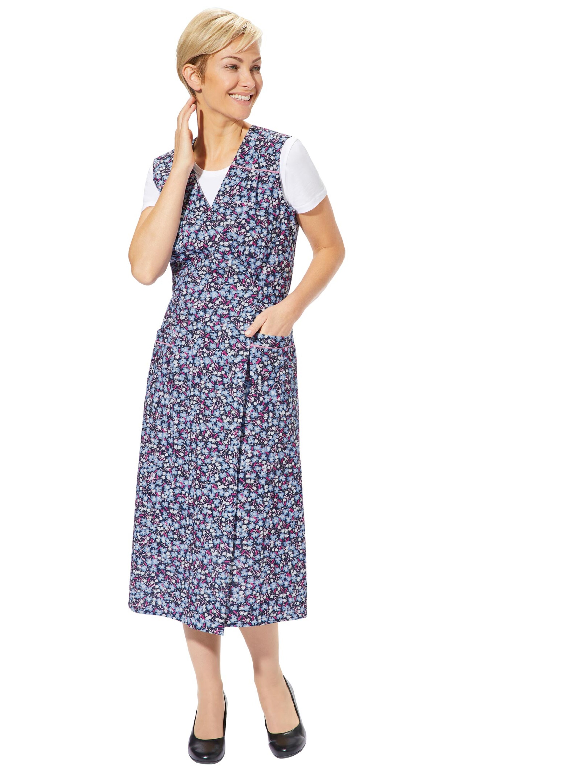 Wickelschürze - blau-geblümt