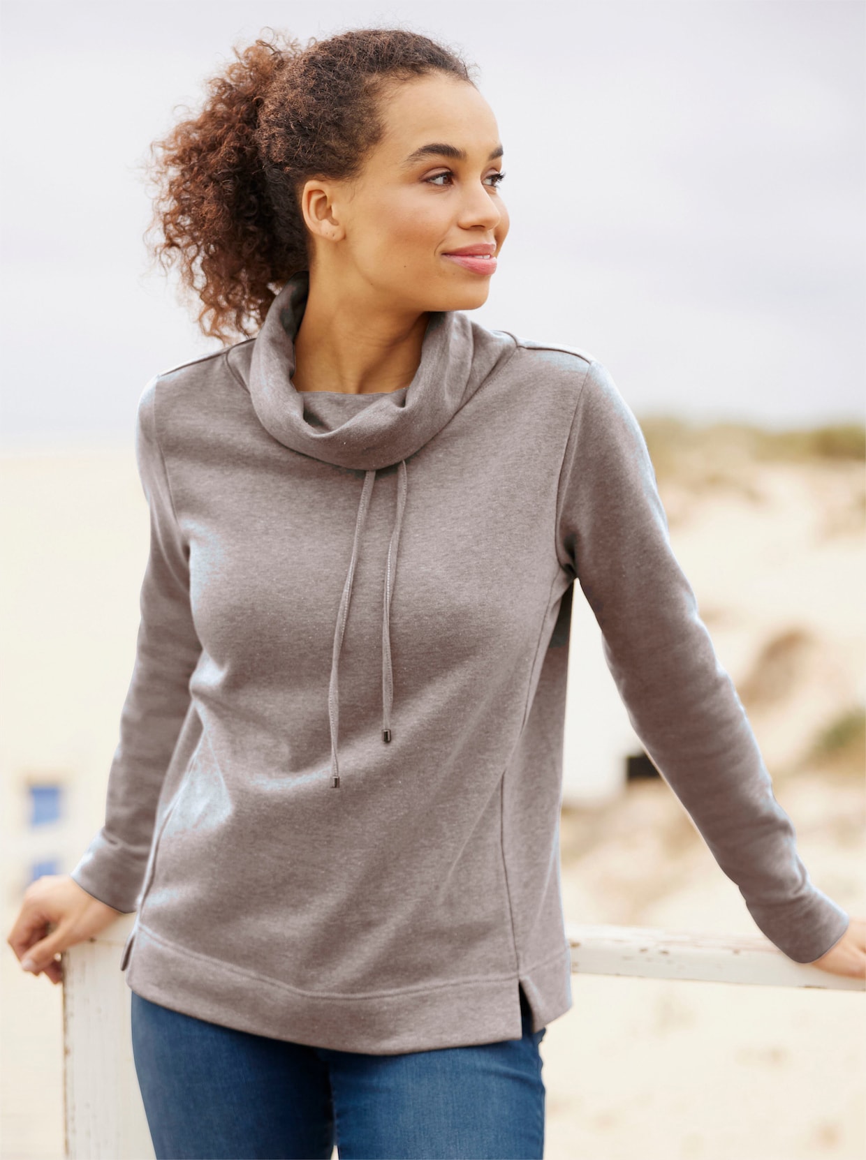 heine Sweatshirt - donkertaupe gemêleerd