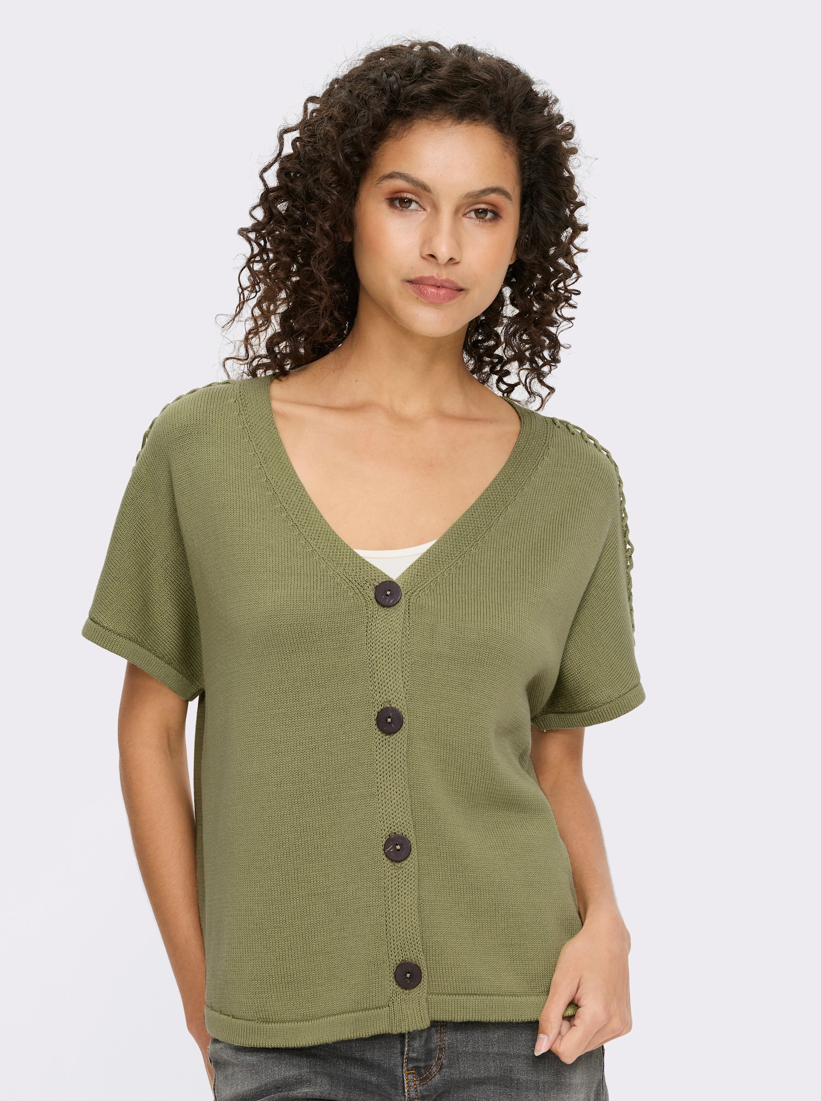 heine Strickjacke mit Flecht-Details - schilf