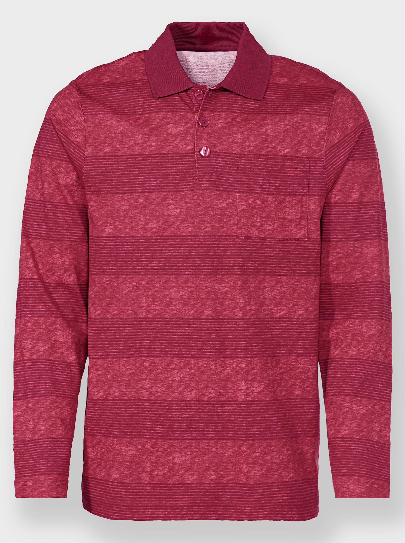 Catamaran Langarm-Poloshirt mit Streifen-Muster - bordeaux-kirsche