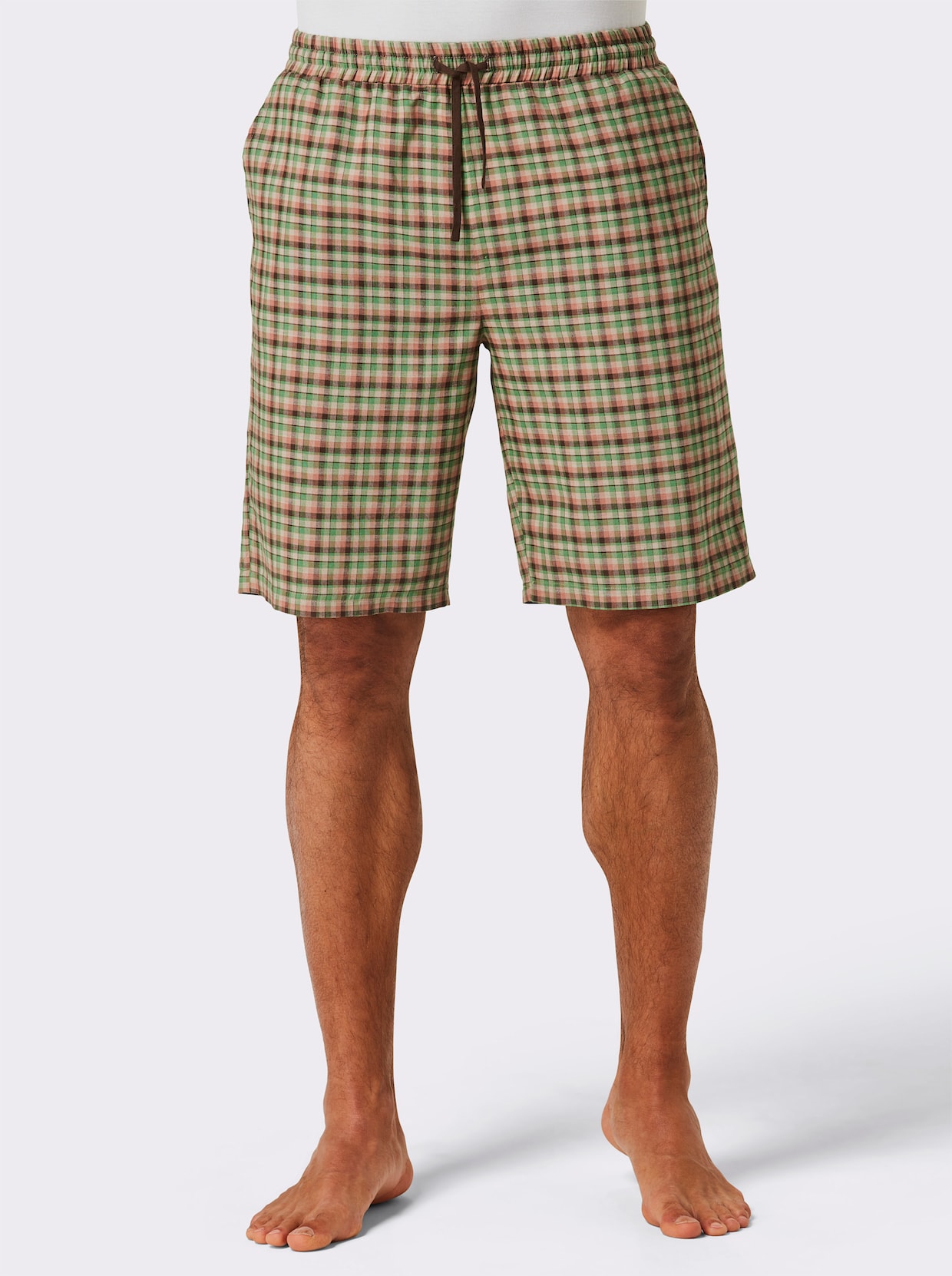 wäschepur men Broek kort - beige/choco geruit