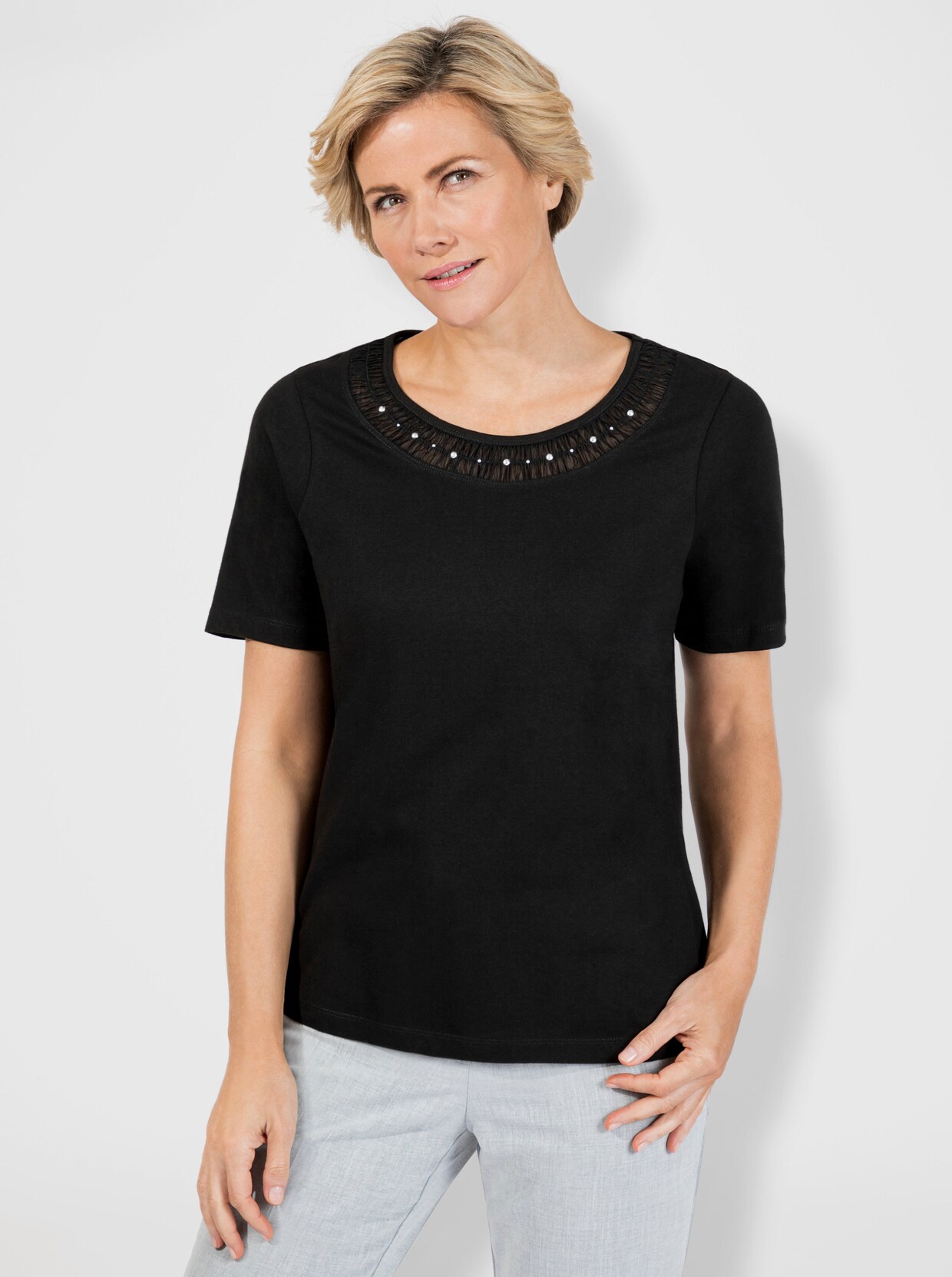 Rundhalsshirt - schwarz