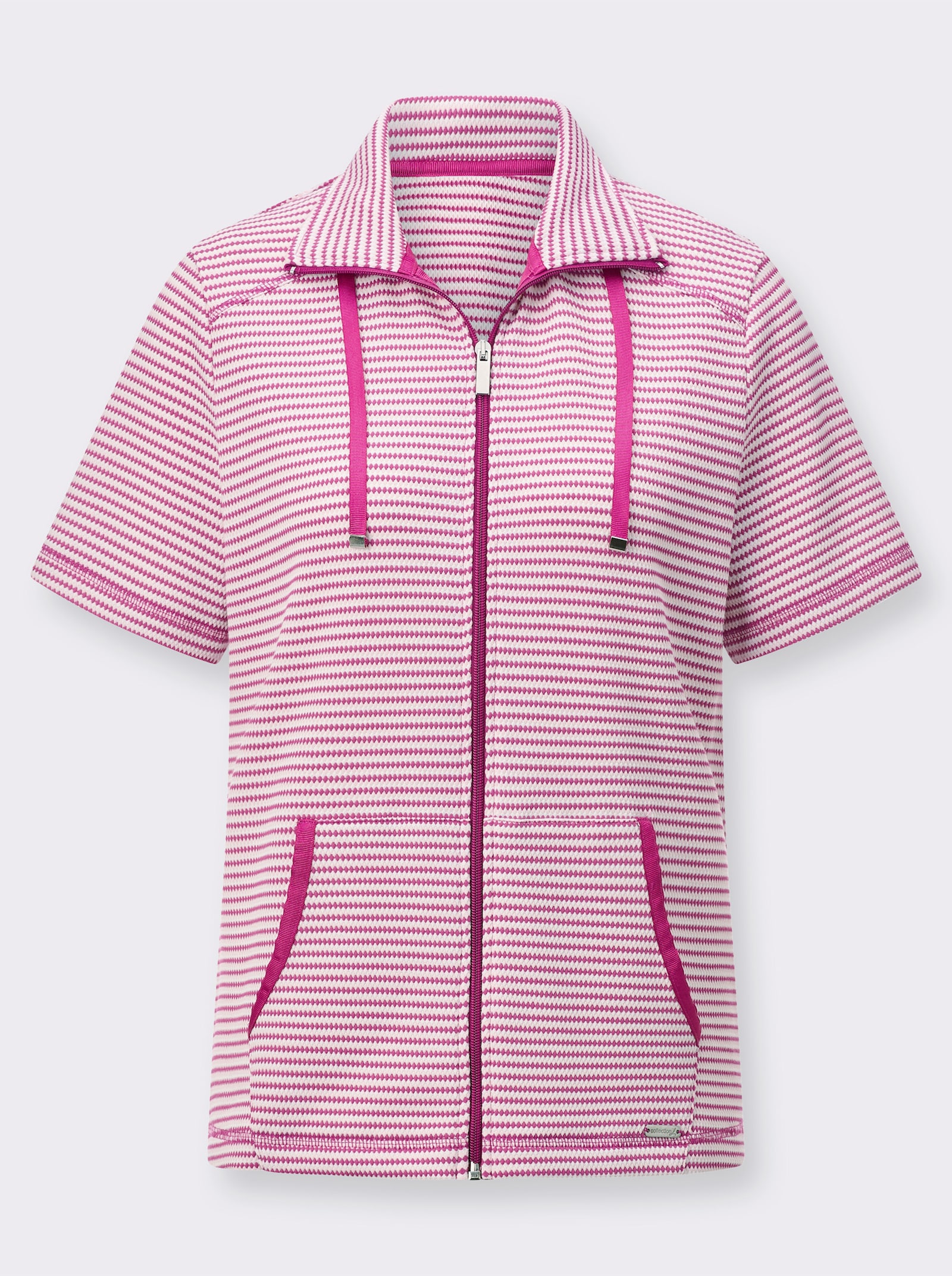 Shirtjacke mit Känguru-Taschen - erika-weiß-gemustert