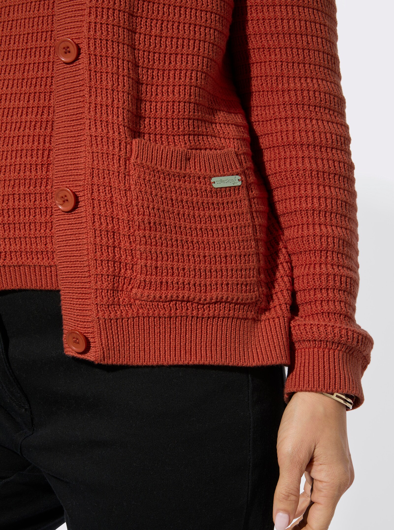 Twin-Set mit gerippten Abschlüssen - terra