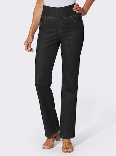 Gerade Jeans mit hohem Bund - black-denim