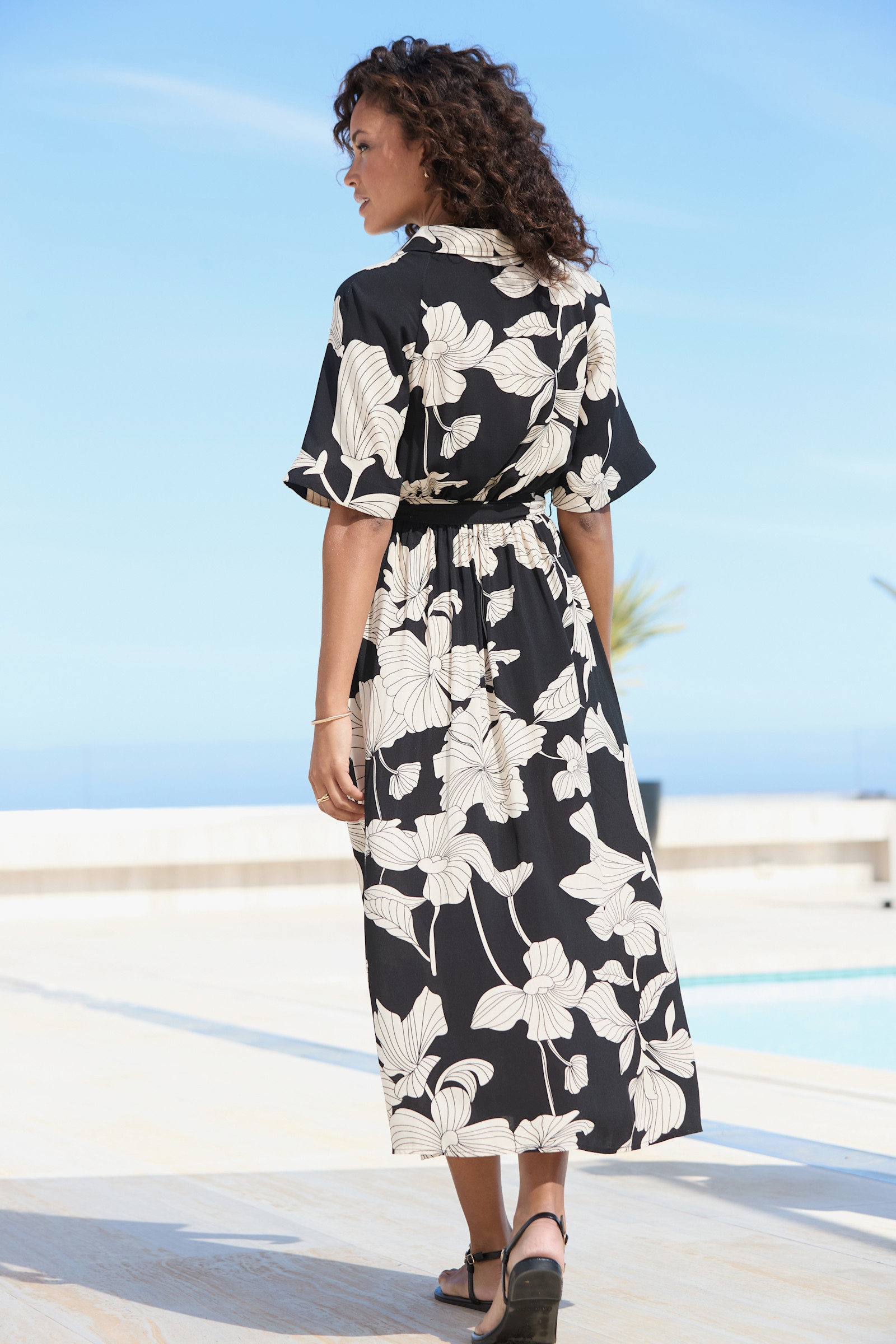 Vivance Hemdblusenkleid - schwarz-sand bedruckt