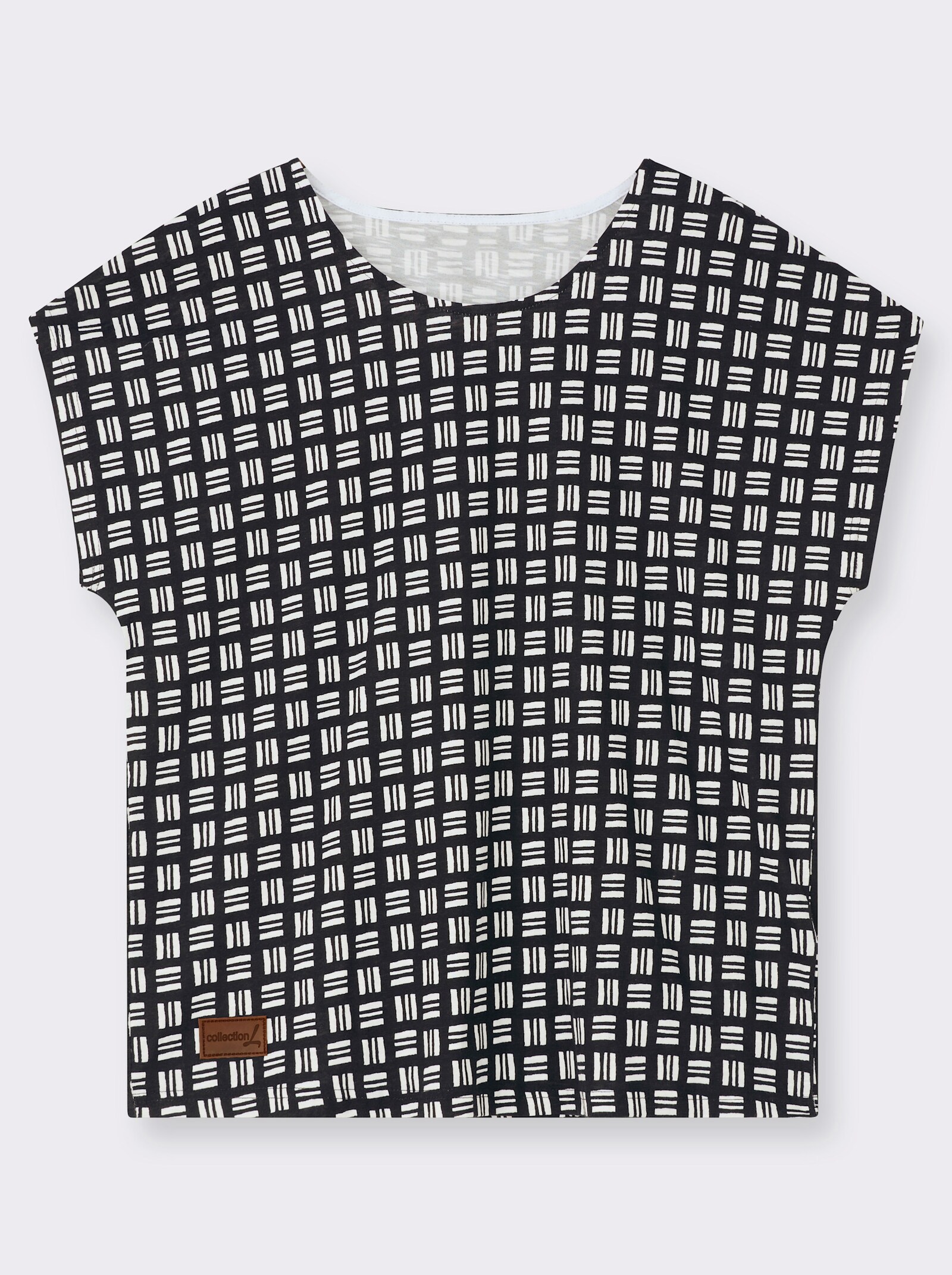 Print-Shirt aus reiner Baumwolle - schwarz-ecru-bedruckt