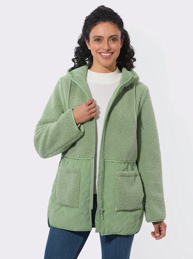  2-in-1-Jacke aus Teddyfleece und Cord - eucalyptus