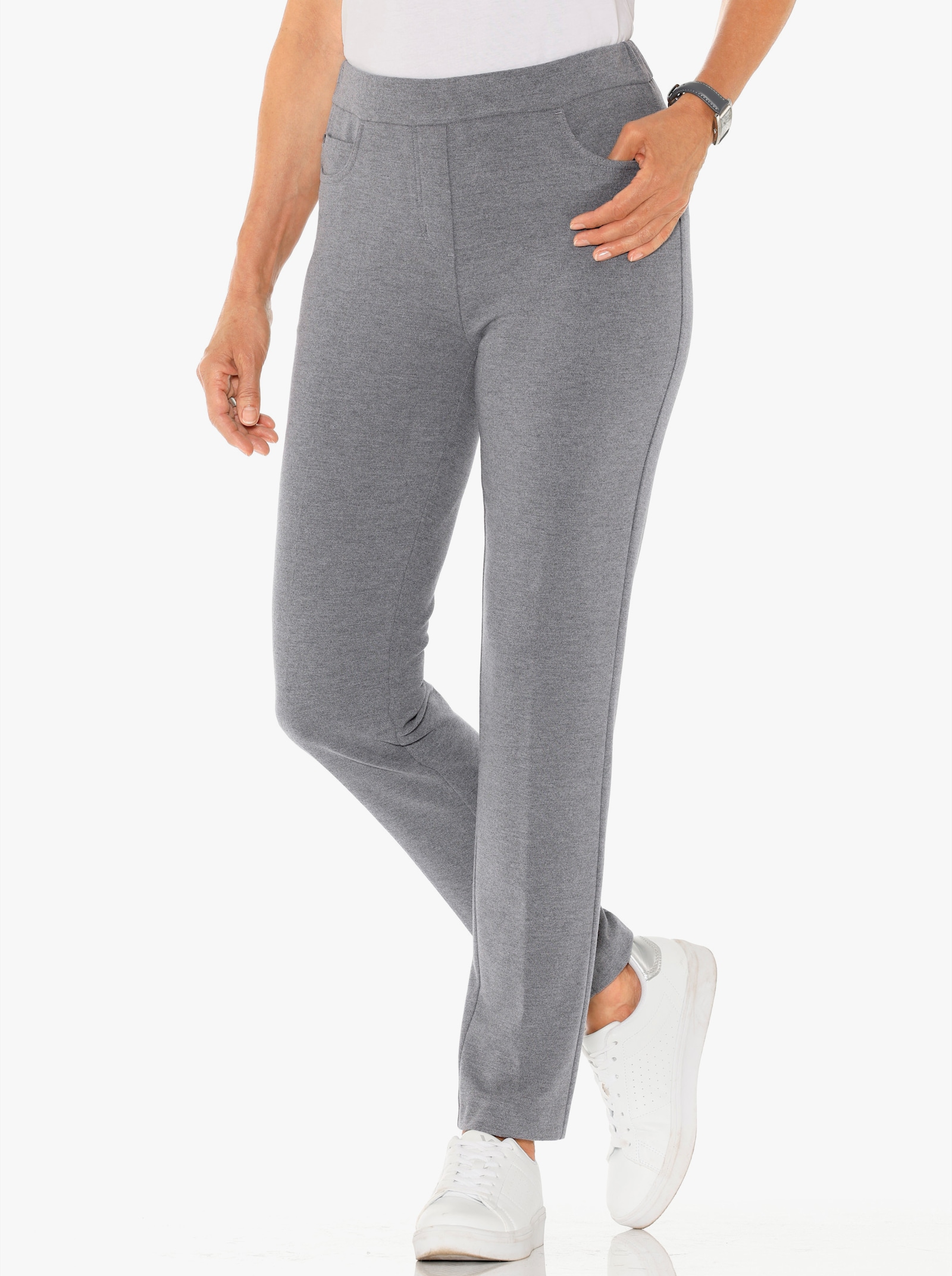 Stehmann Comfort line Hose mit Bügelfalten, innen angeraut - hellgrau-meliert