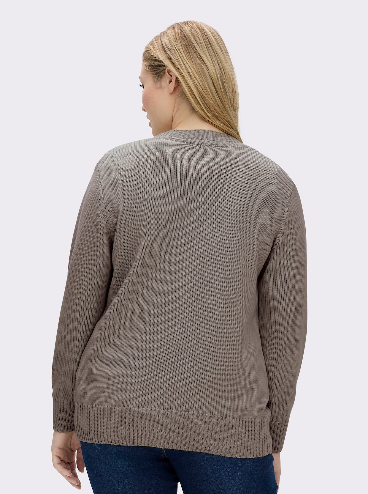 Strickjacke mit farblich abgestimmten Knöpfen - taupe-meliert