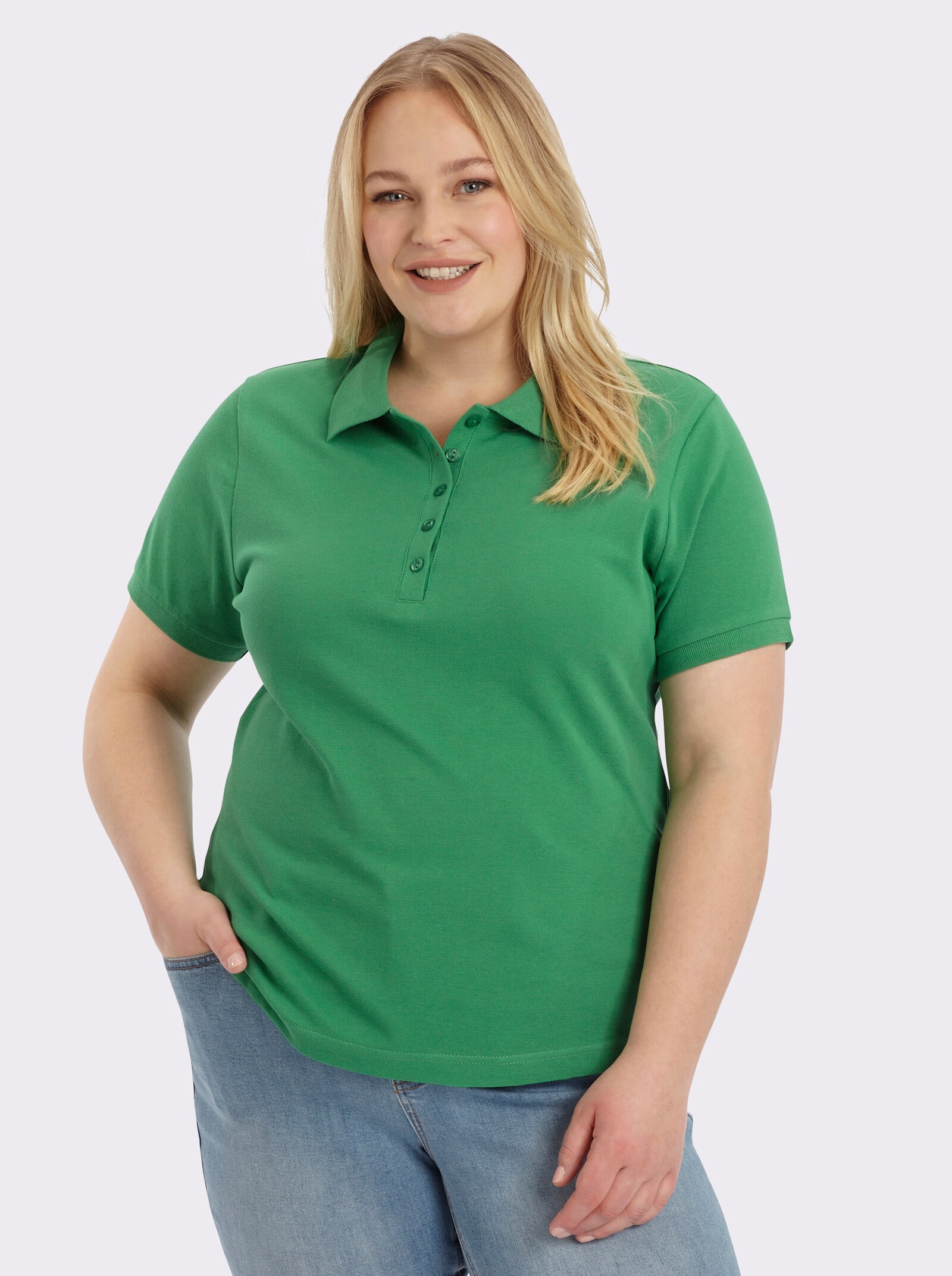 Poloshirt mit Seitenschlitzen - grün