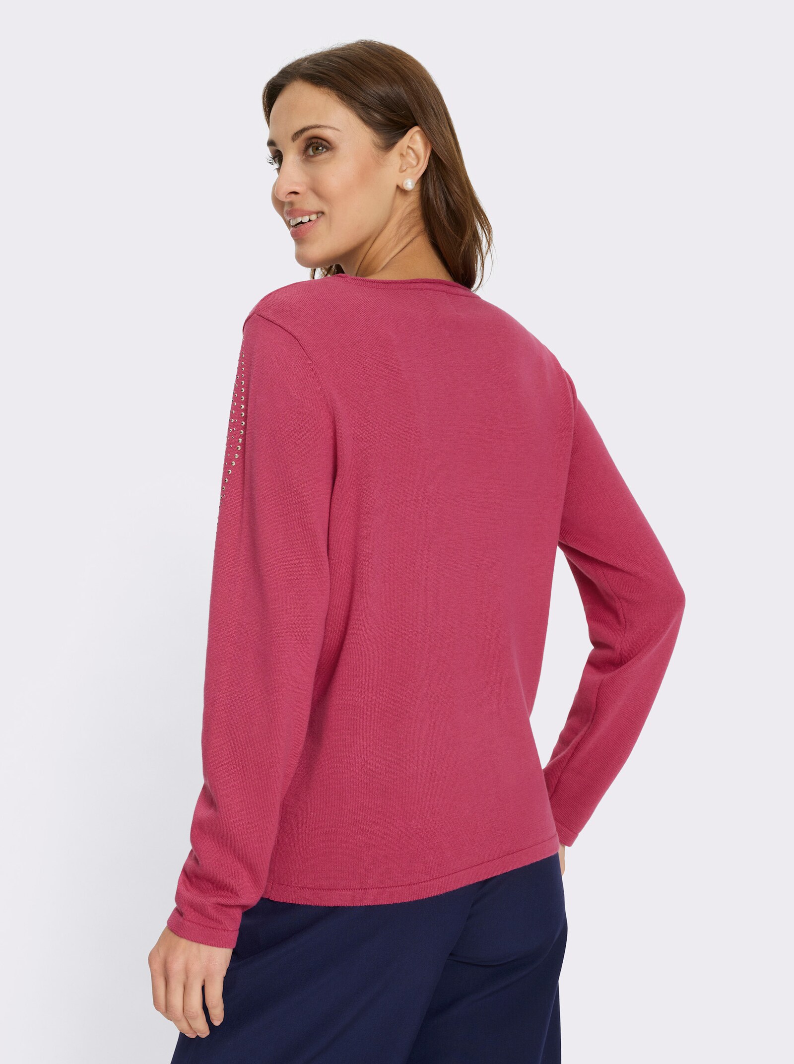 Feinstrickpullover mit Metallplättchen-Applikation - fuchsia