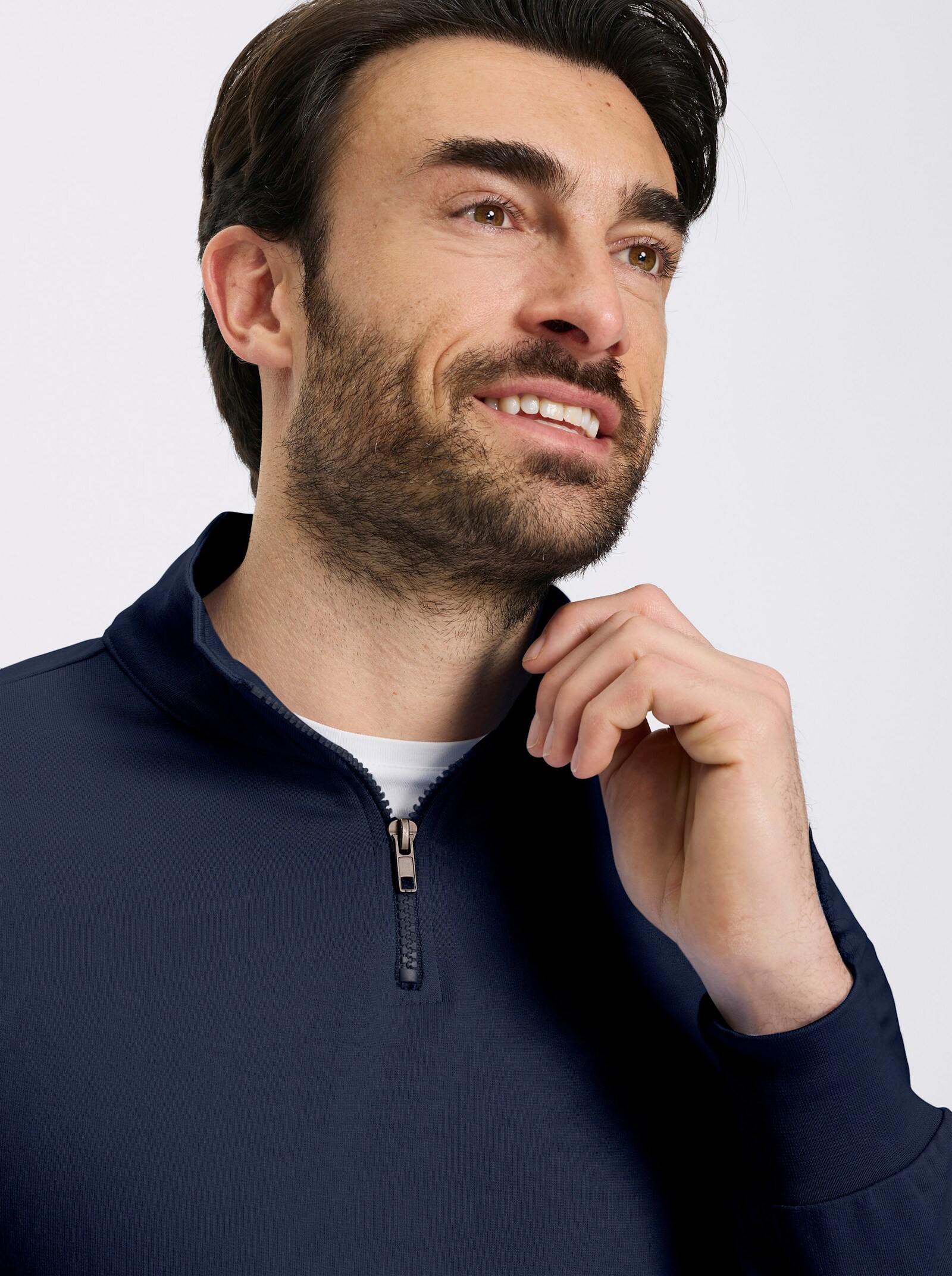 Catamaran Langarmshirt mit Stehkragen - marine