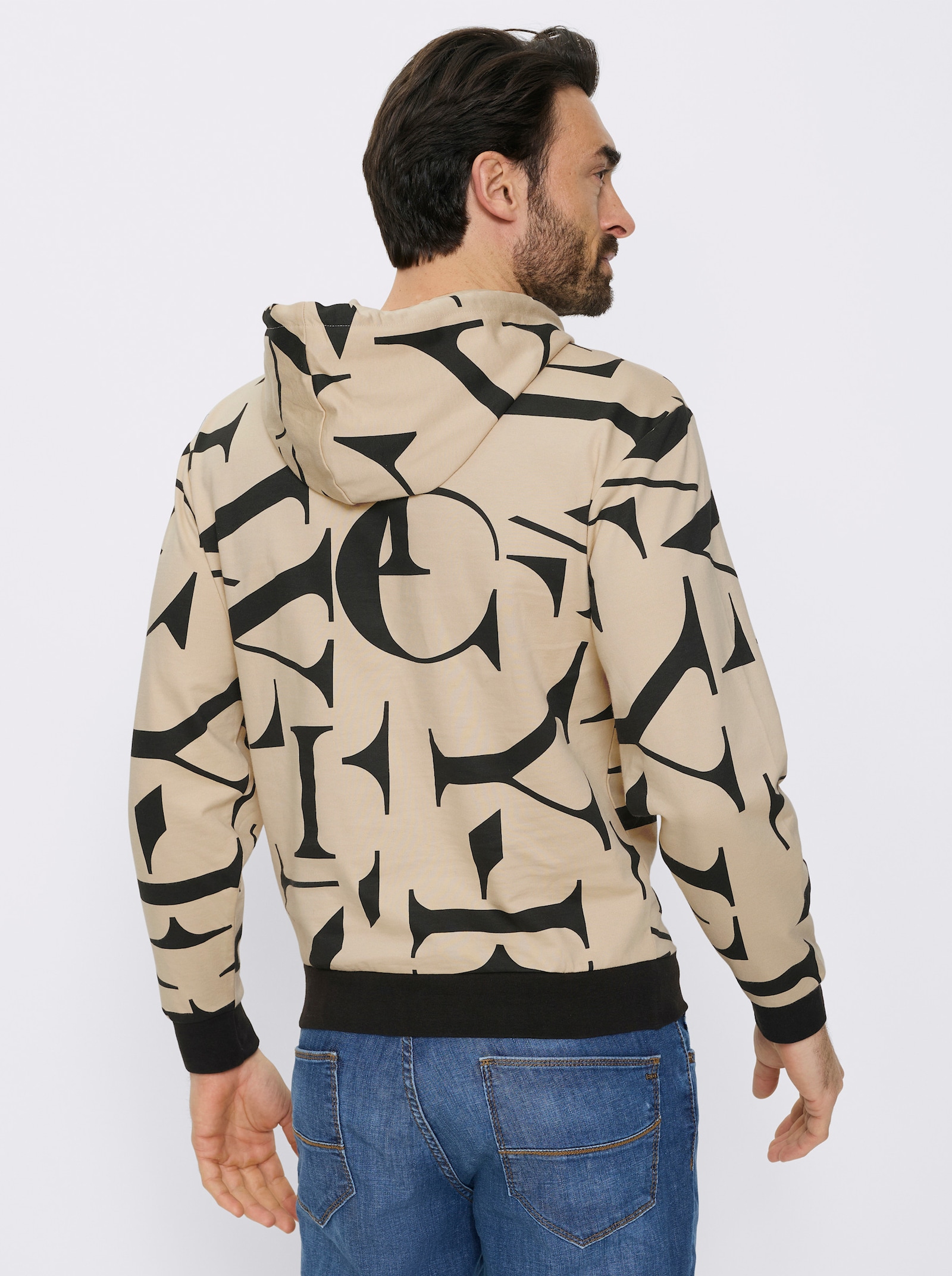 Marco Donati Hoodie - sand-schwarz-bedruckt