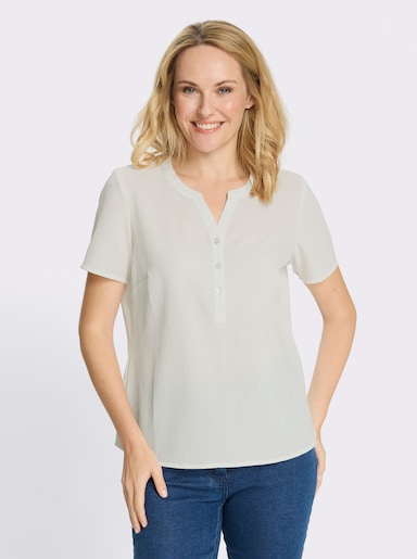 Schlupfbluse mit kurzen Ärmeln - ecru