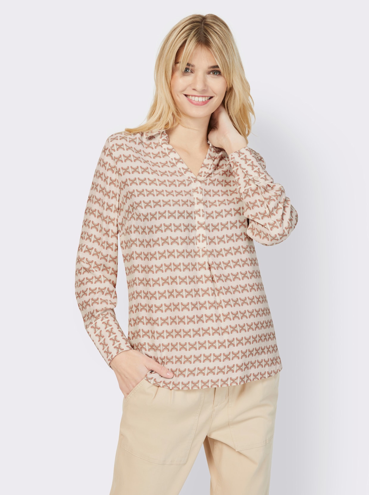 heine Blouse met print - champagne/leem bedrukt