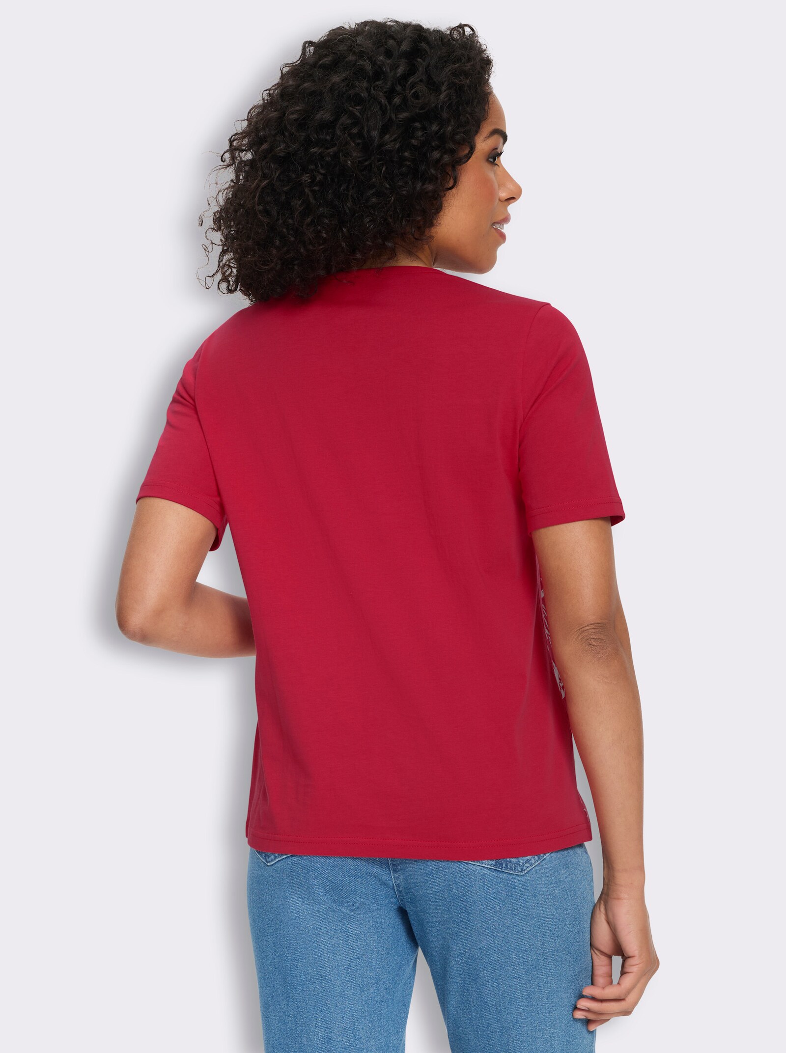 Shirt met korte mouwen en bloemenprint - aardbeienwit