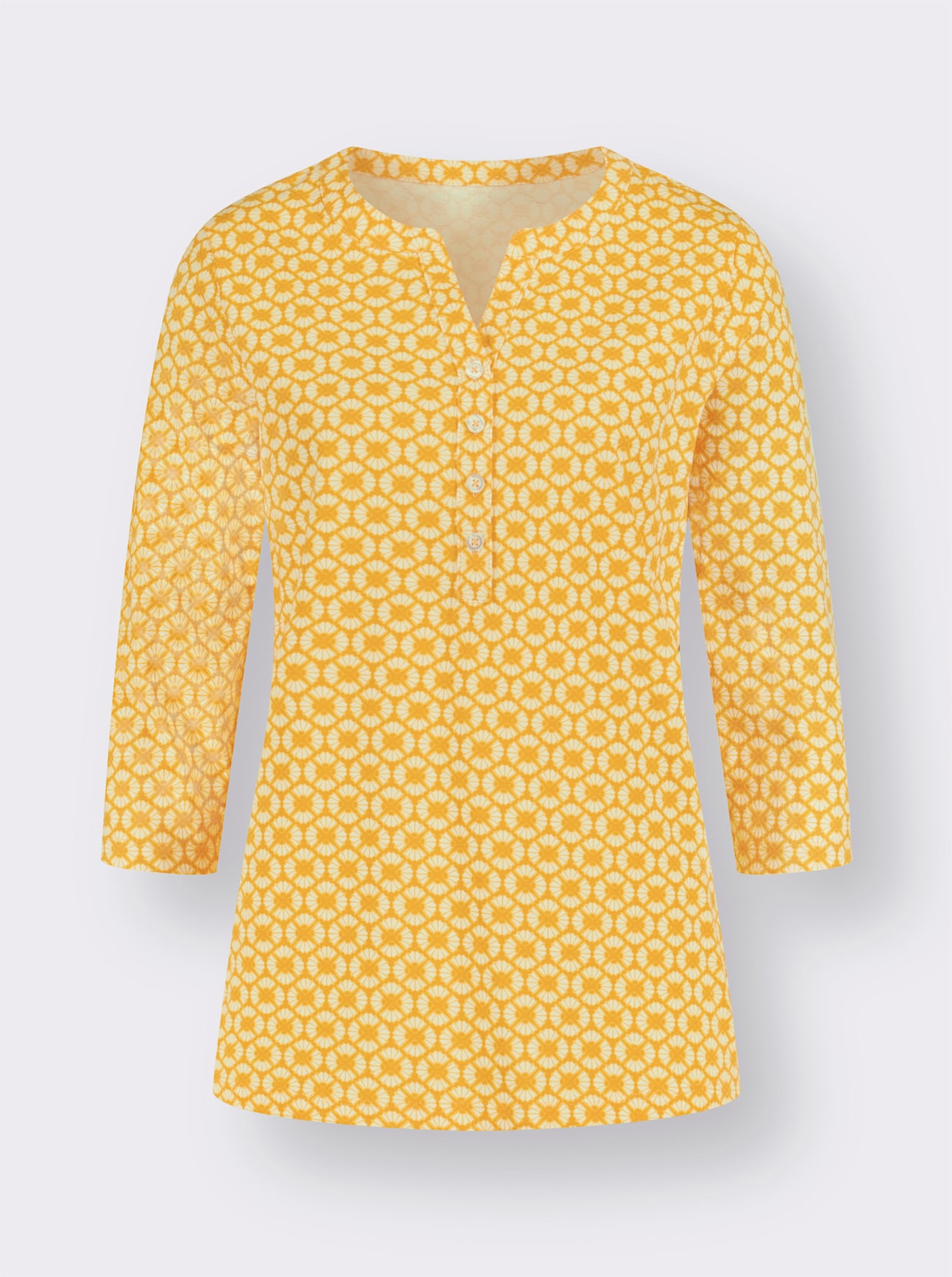 3/4-Arm-Shirt - ocker-gelb-bedruckt