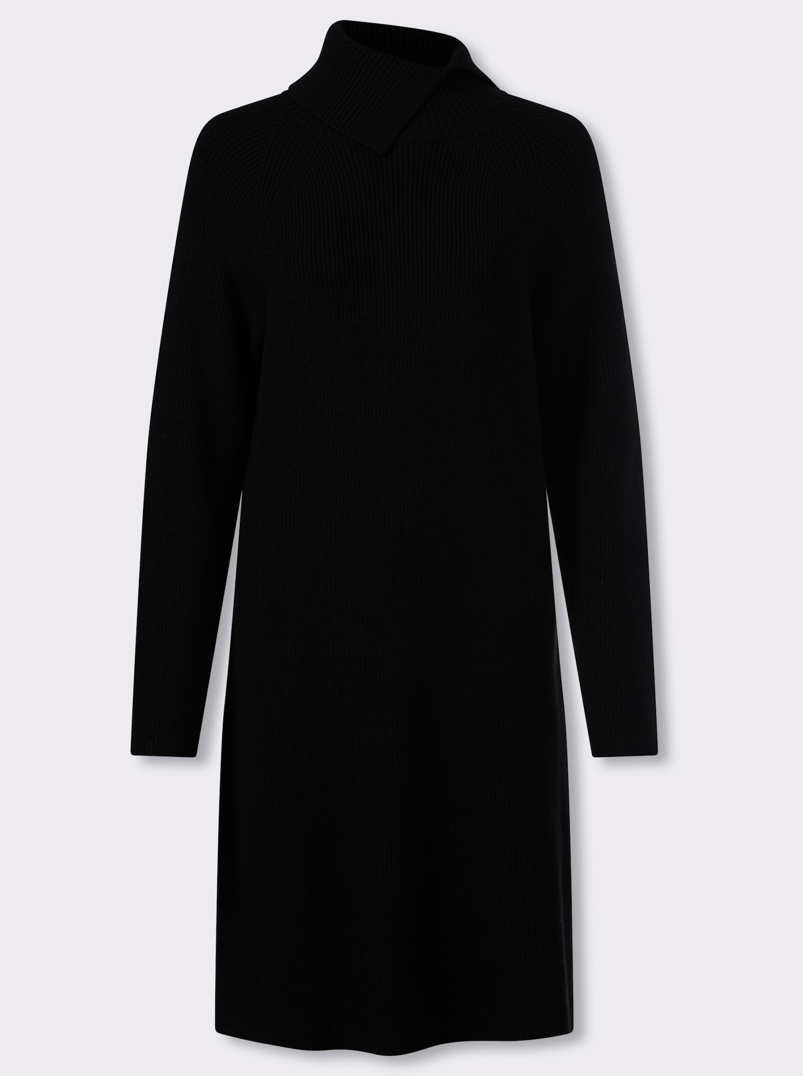 heine Strickkleid mit Umlegekragen - schwarz