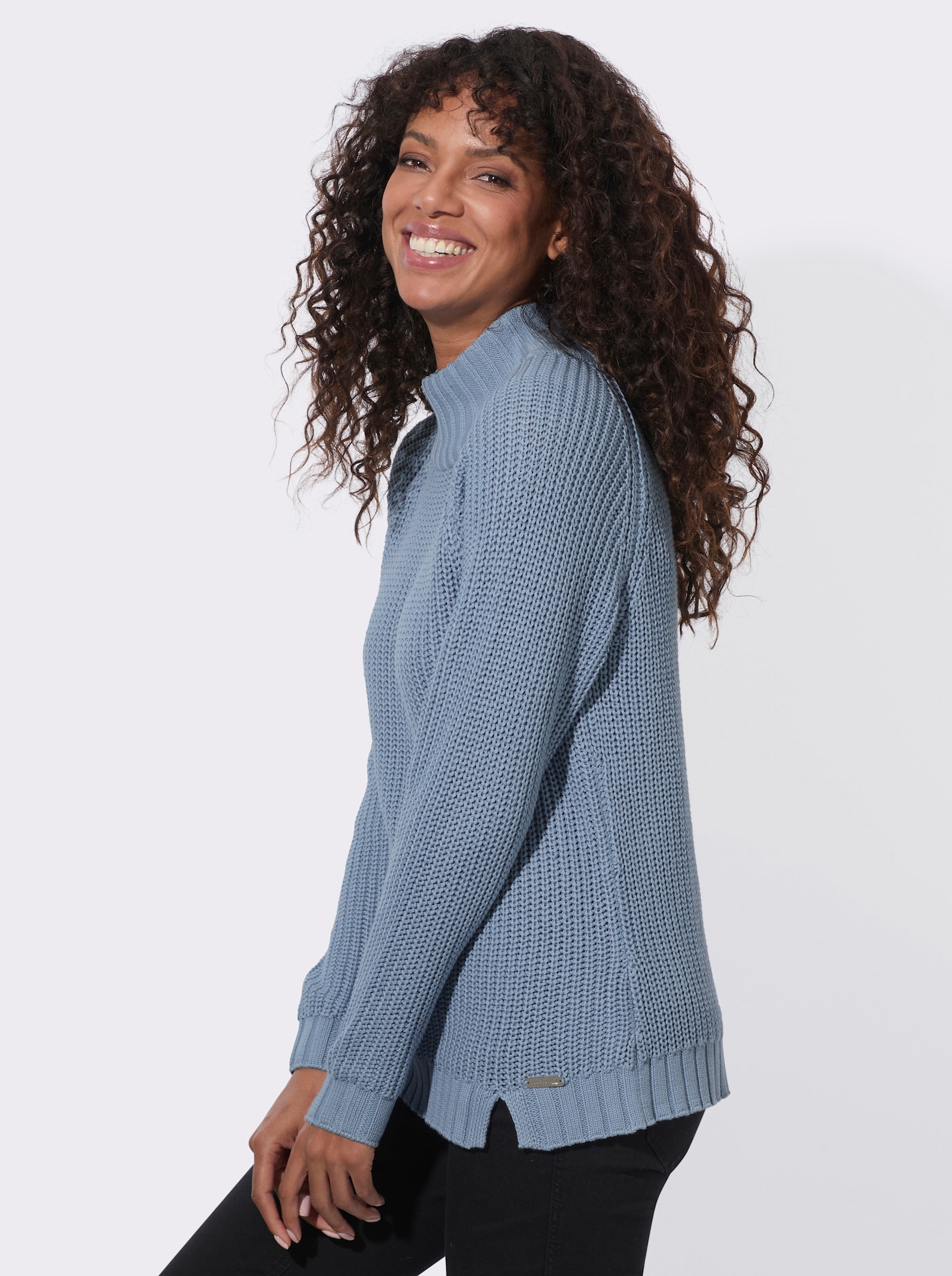  Stehkragenpullover mit Raglan-Ärmel - bleu