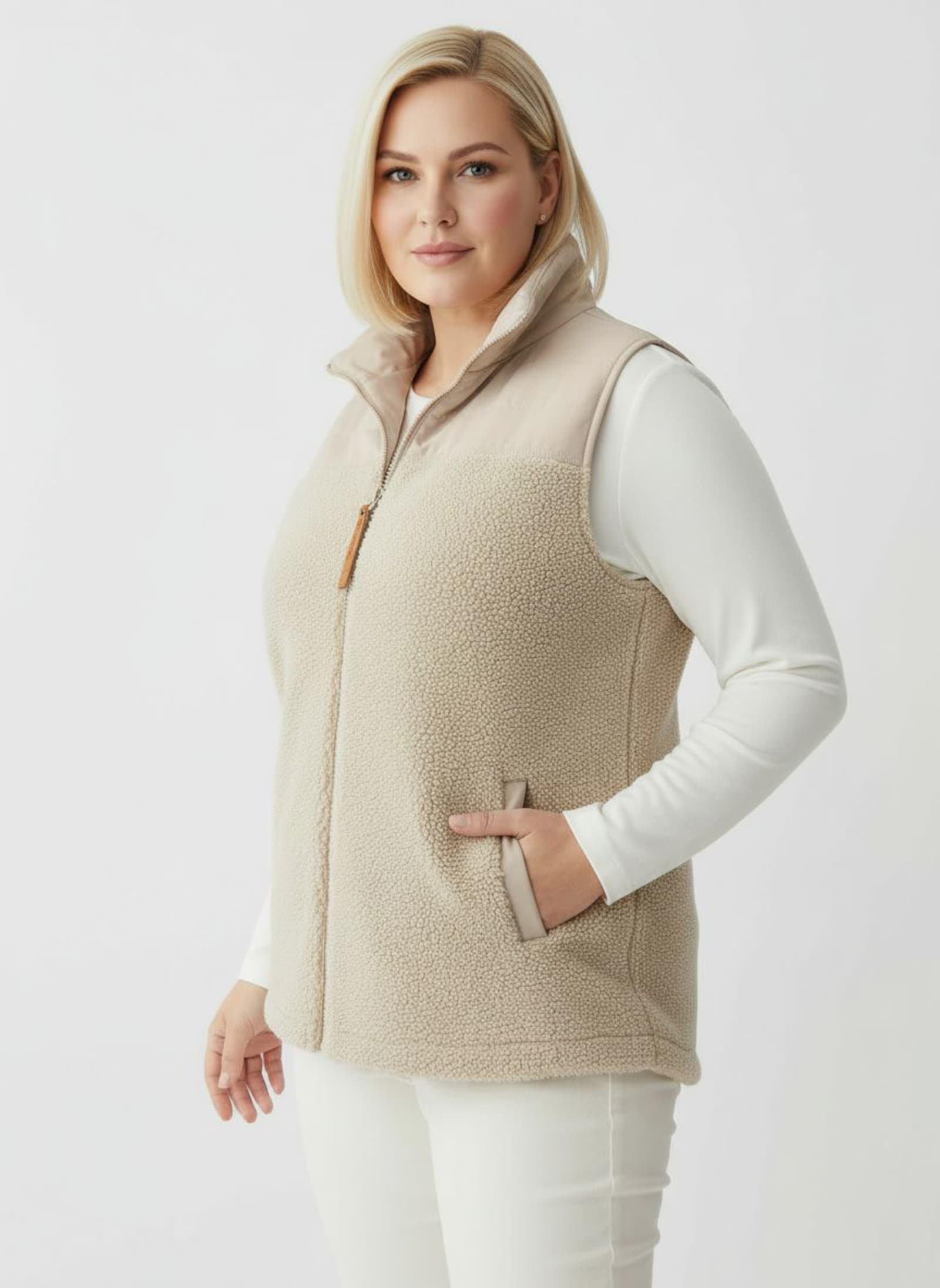 Weste mit Stehkragen - beige