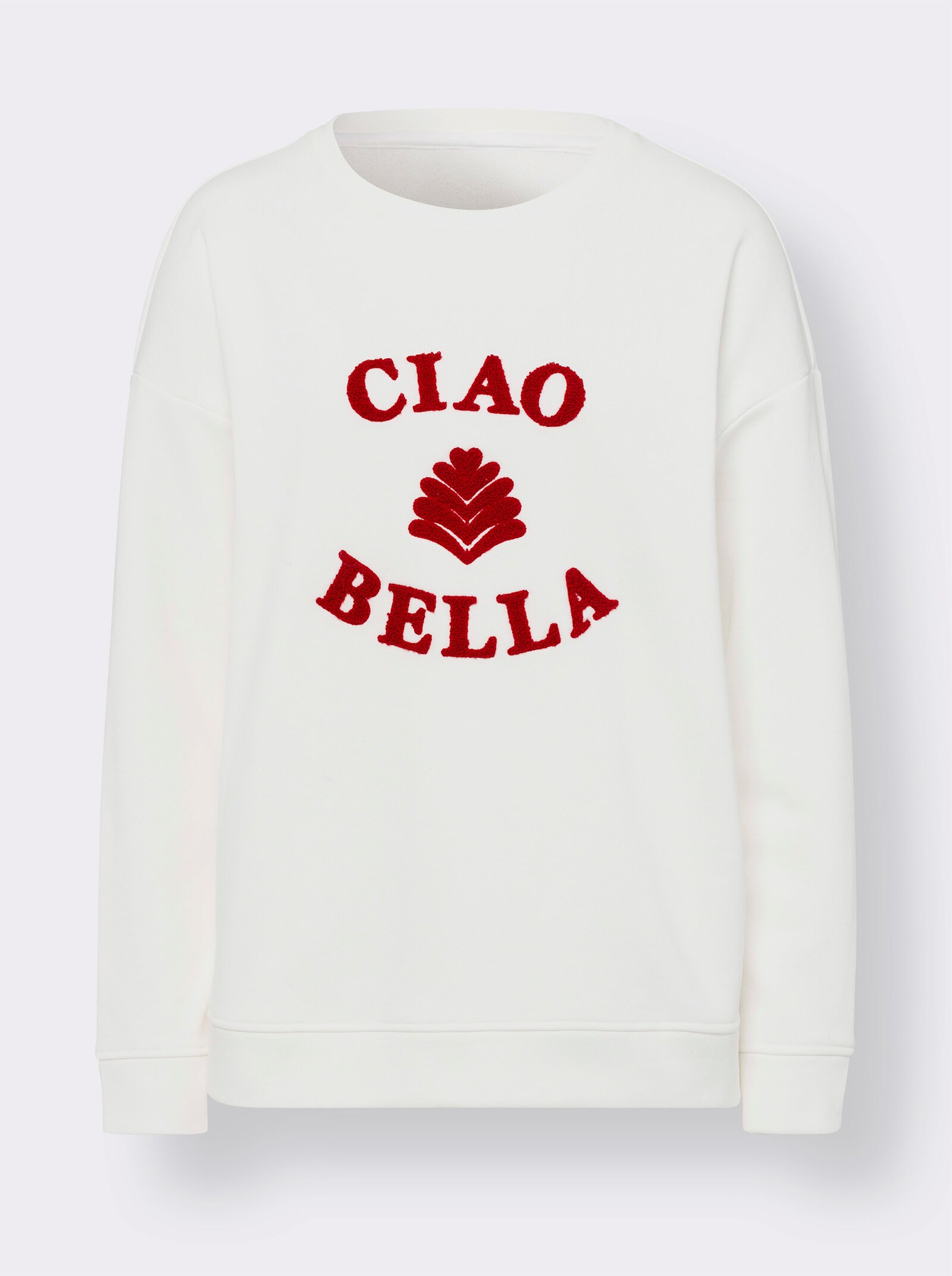 heine Sweatshirt mit flauschigem Schriftzug - ecru