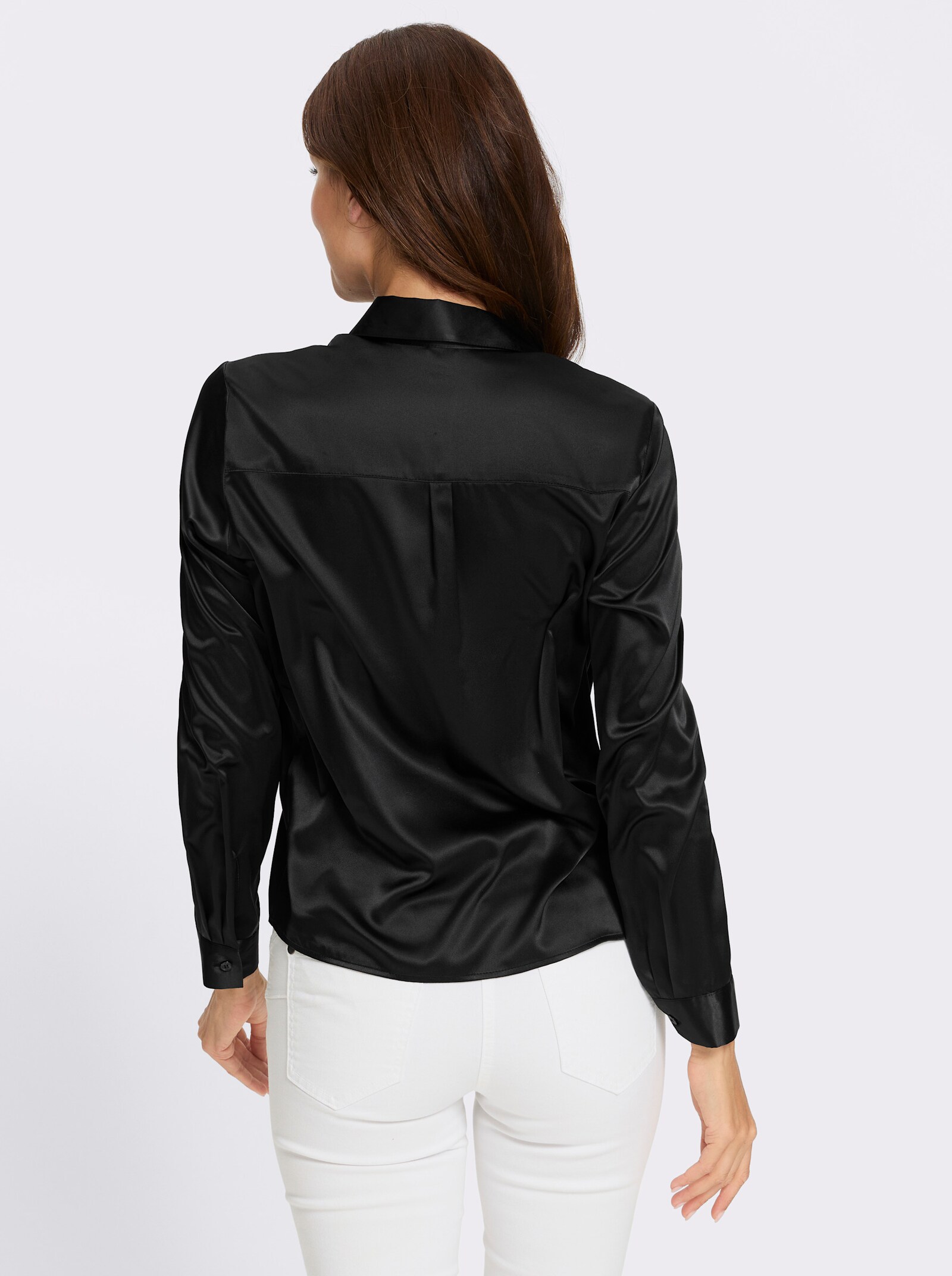 heine Satinbluse mit abgerundetem Saum - schwarz