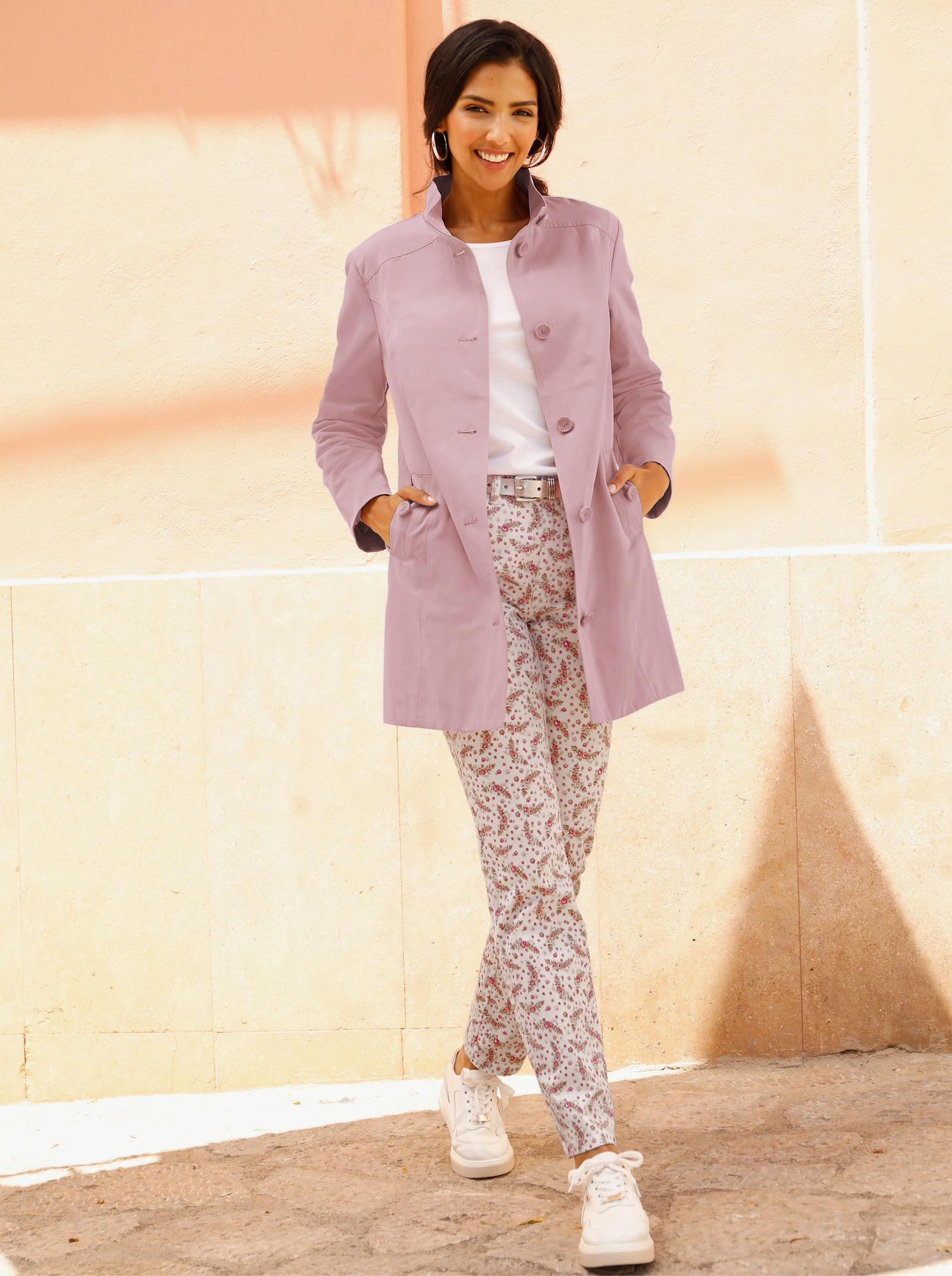 Longjacke mit Gehschlitz hinten - hortensie