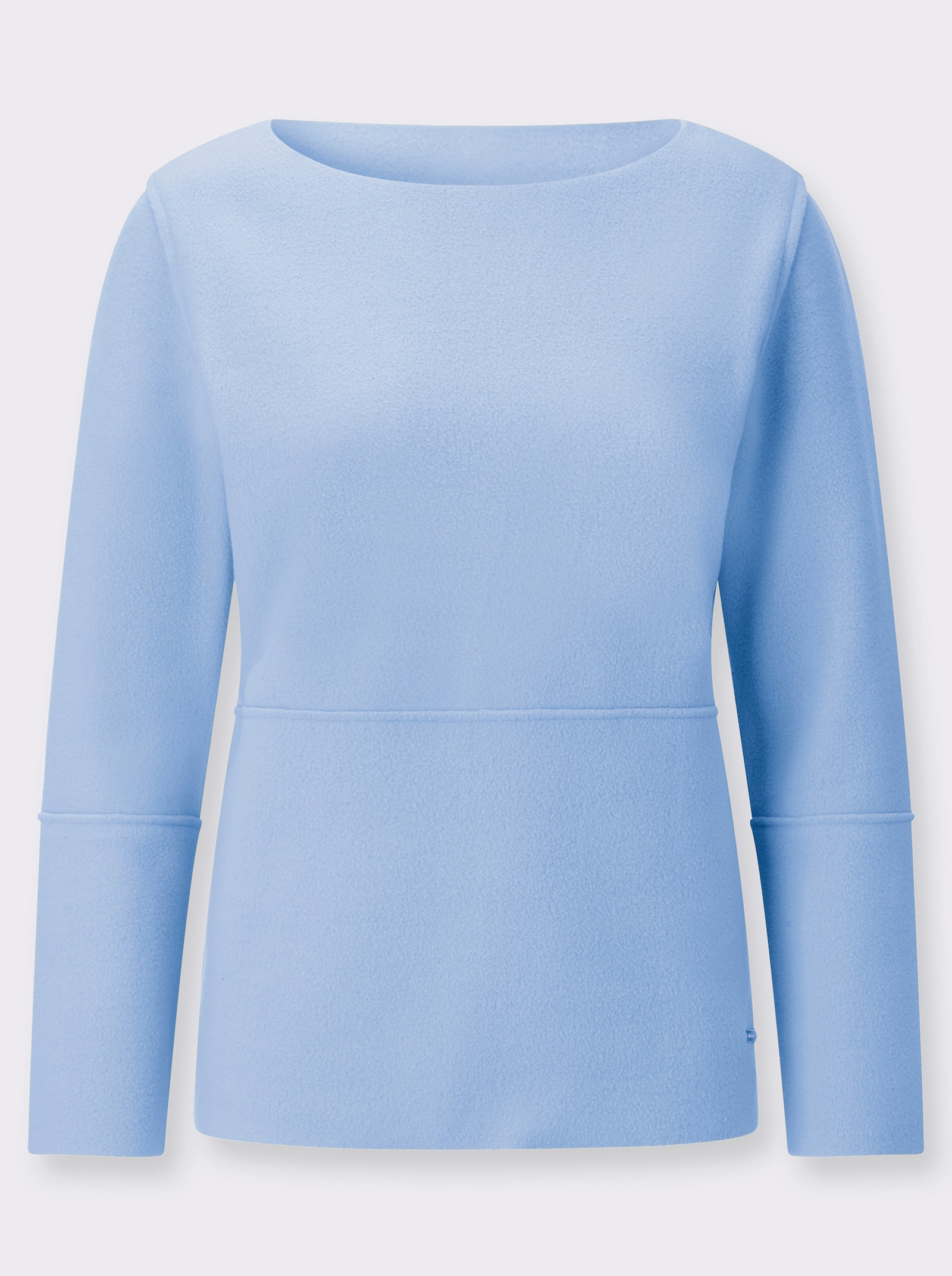 Fleeceshirt met boothals - ijsblauw