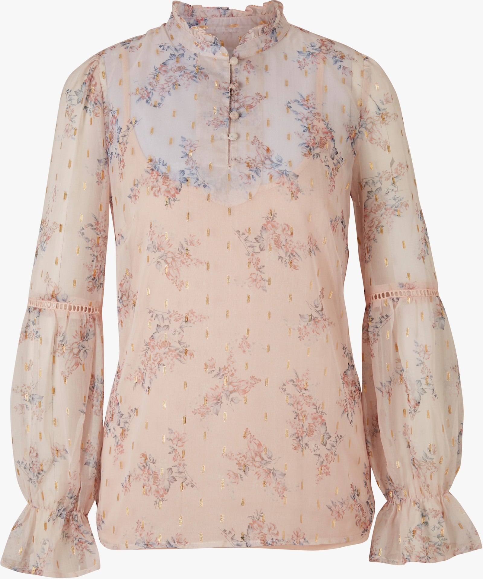 heine Blouse met lange mouwen en glanzende strepen - softrose