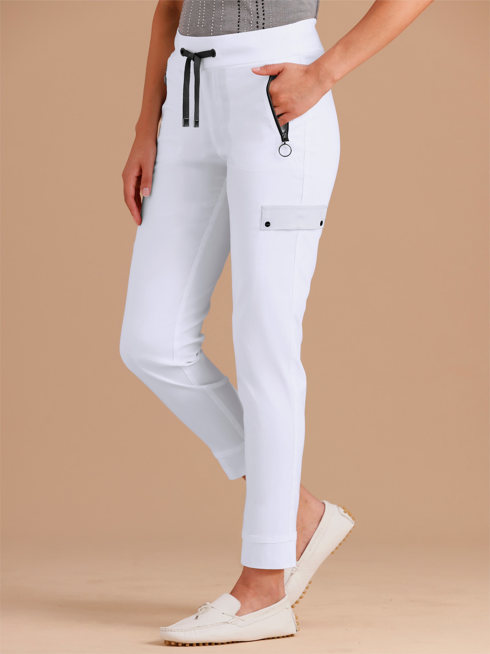CREATION L PREMIUM Jogg Pants mit innenliegendem Dehnbund - weiß