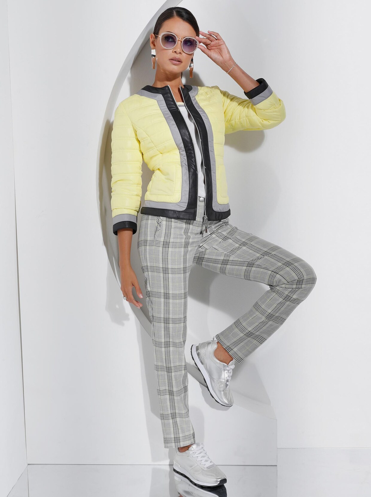 Steppjacke - zitrone-schwarz