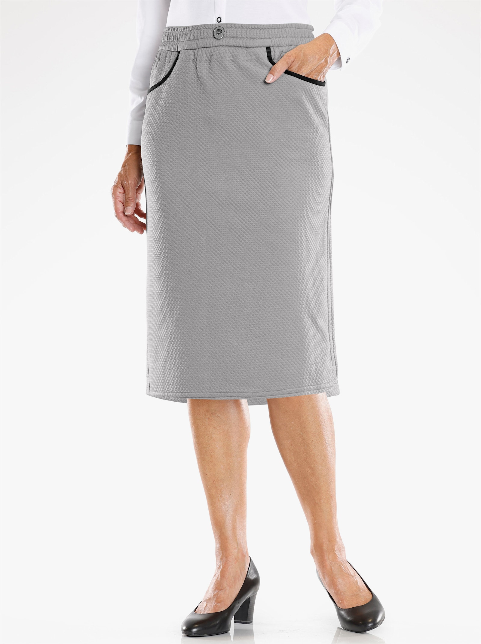 Schlupfrock in strukturierter Jersey-Qualität - steingrau
