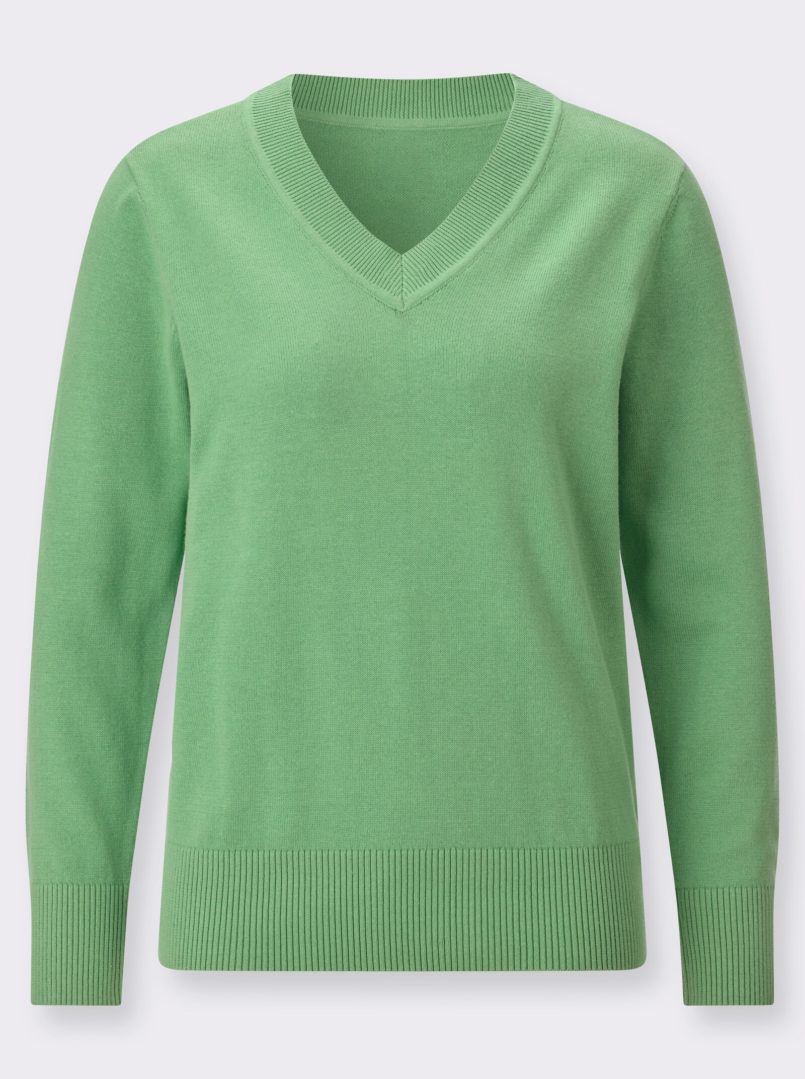 V-Ausschnitt-Pullover aus reiner Baumwolle - apfel