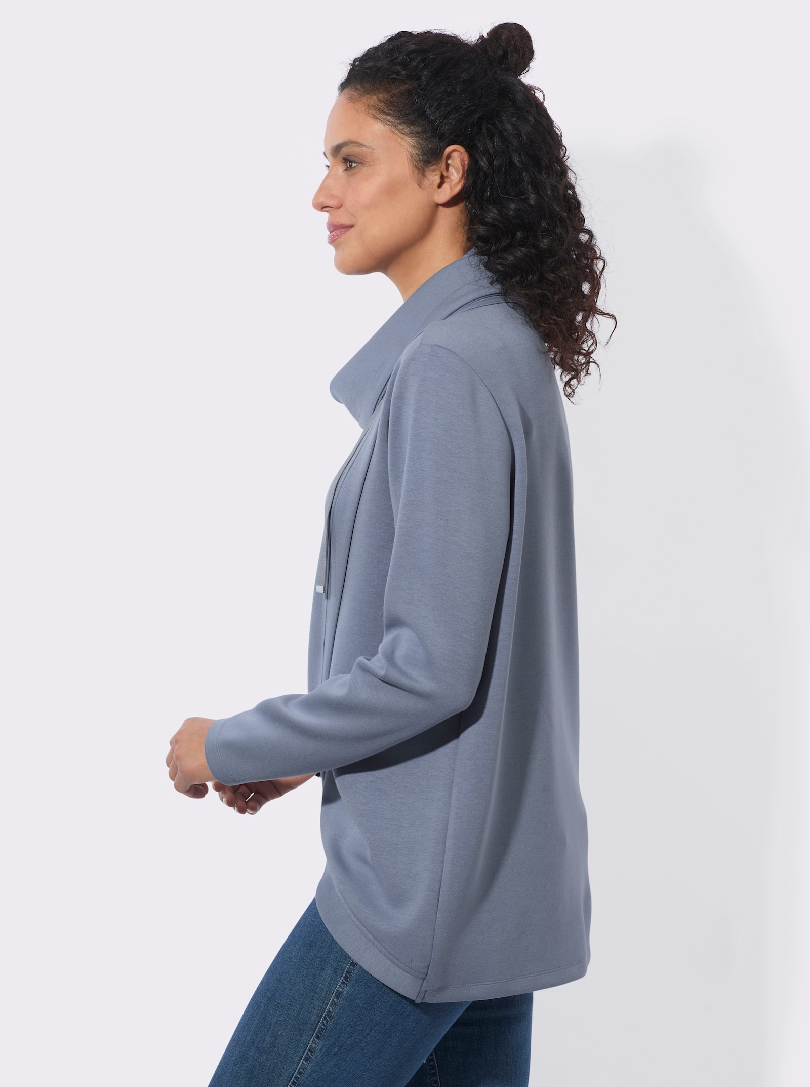  Longshirt in Wickel-Optik - taubenblau