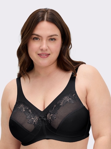 Glamorise Minimizer-BH ohne Bügel mit Spitzeneinsatz - schwarz