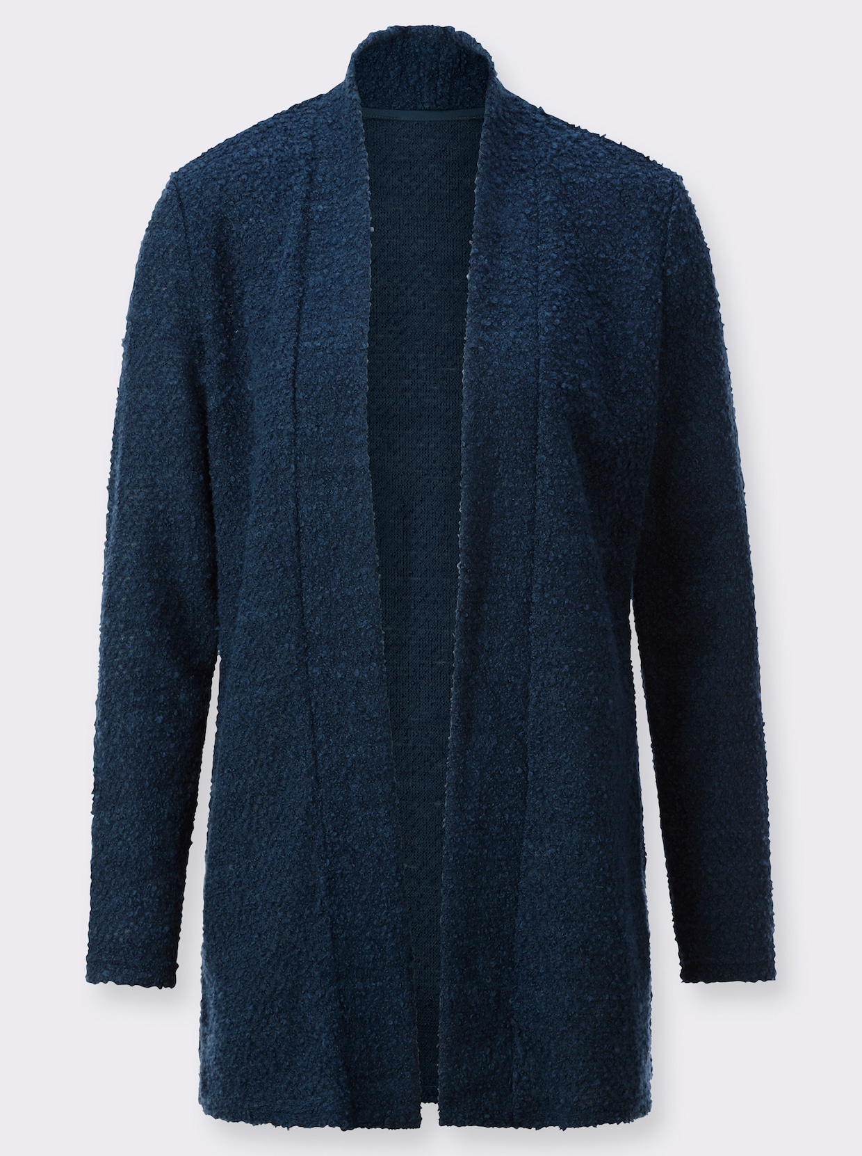 Lang gebreid vest - donkerblauw gemêleerd