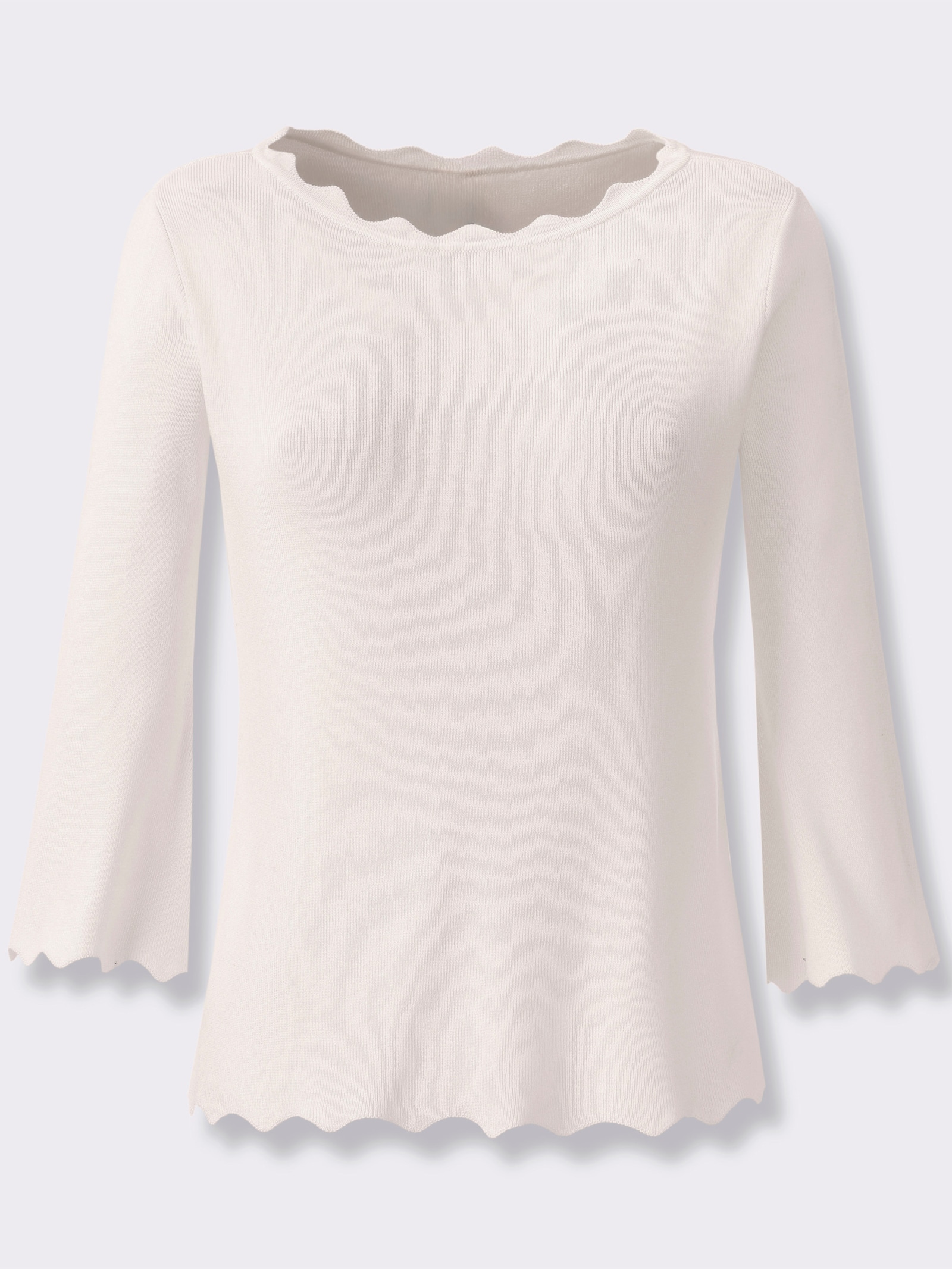 heine Pullover van fijntricot met trompetmouwen - ecru