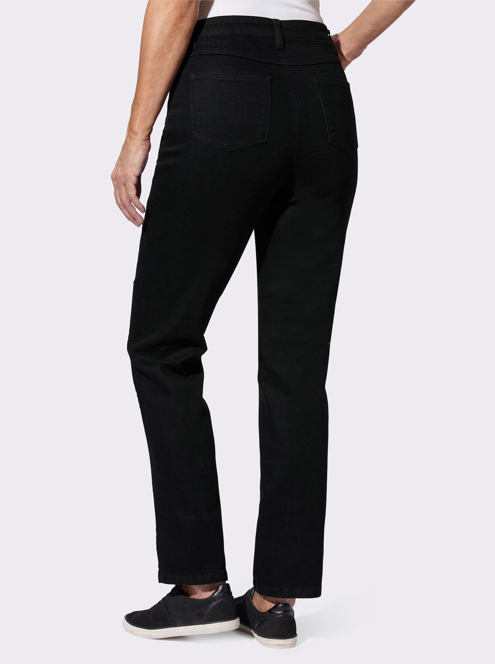 Jeans met geborduurde zijnaad - black denim