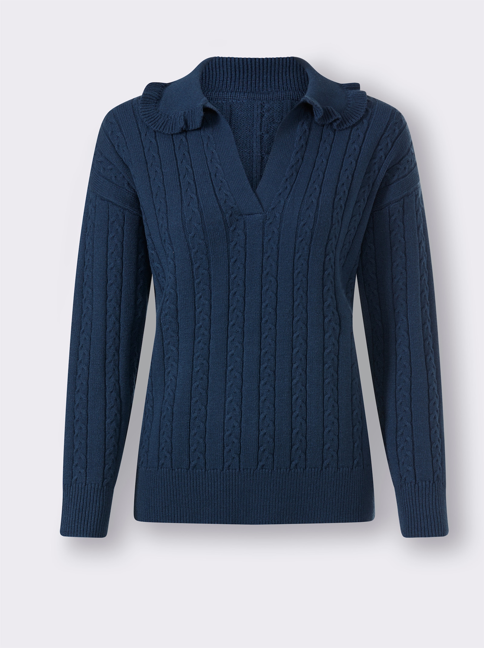 heine Langarm-Pullover mit Zopfmuster - dunkelblau