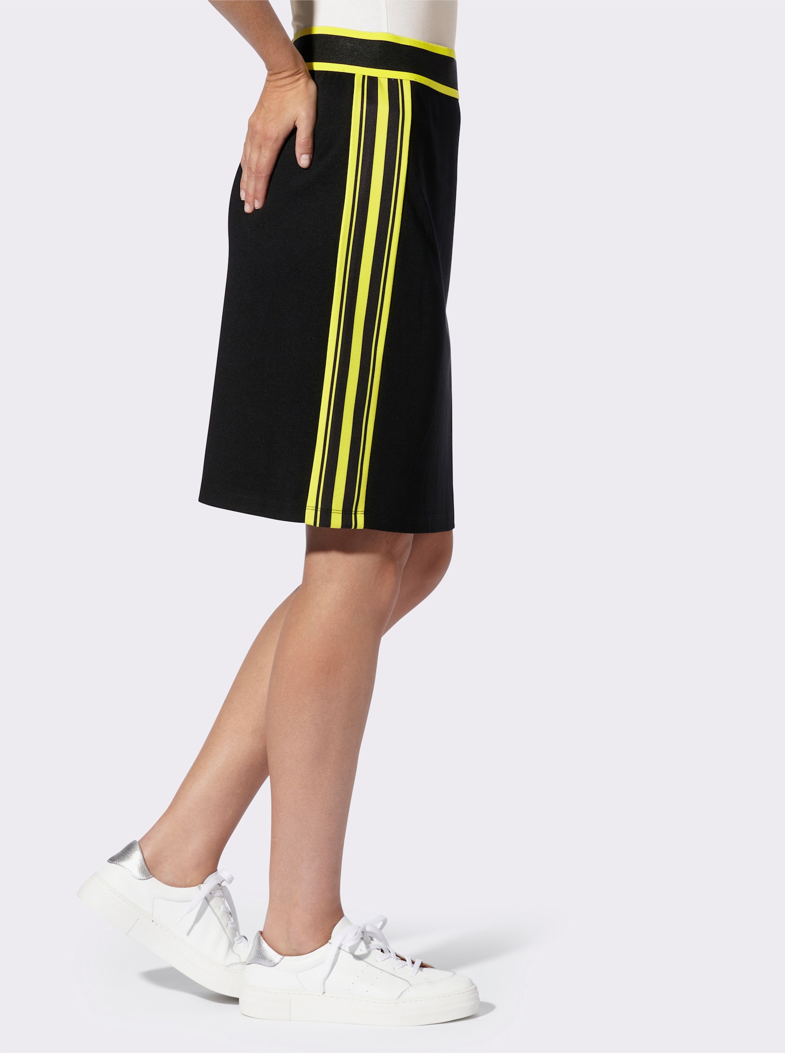 heine Jerseyrock mit Kontraststreifen - schwarz